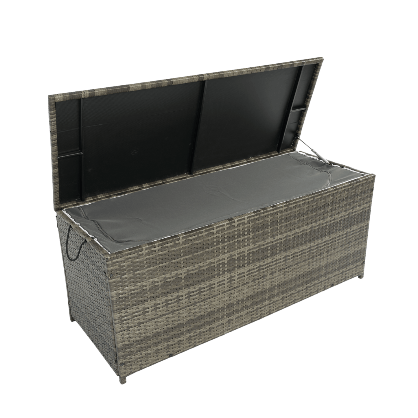 Outdoor Storage Box, 113 Gallon Wicker Patio Deck Boxes with Lid - Grey Wicker - CurtisJ Designs