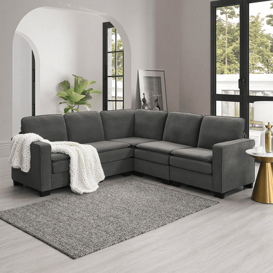 Oversized Velvet Modern Sectional Sofa - Large L Shaped Upholstered Indoor Furniture for Living Room & Office - CurtisJ Designs