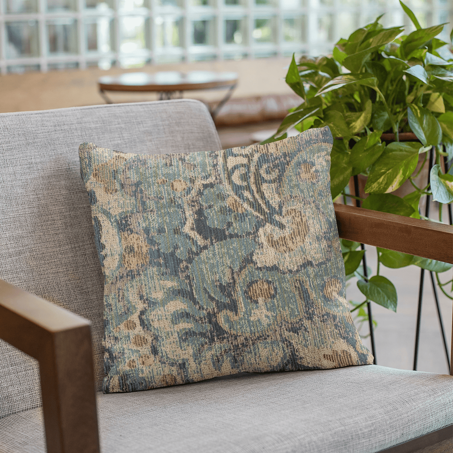 Plutus Blue Amazonian Damask Luxury Throw Pillow - Trendy, Handmade Pillow with Hypoallergenic Insert - CurtisJ Designs