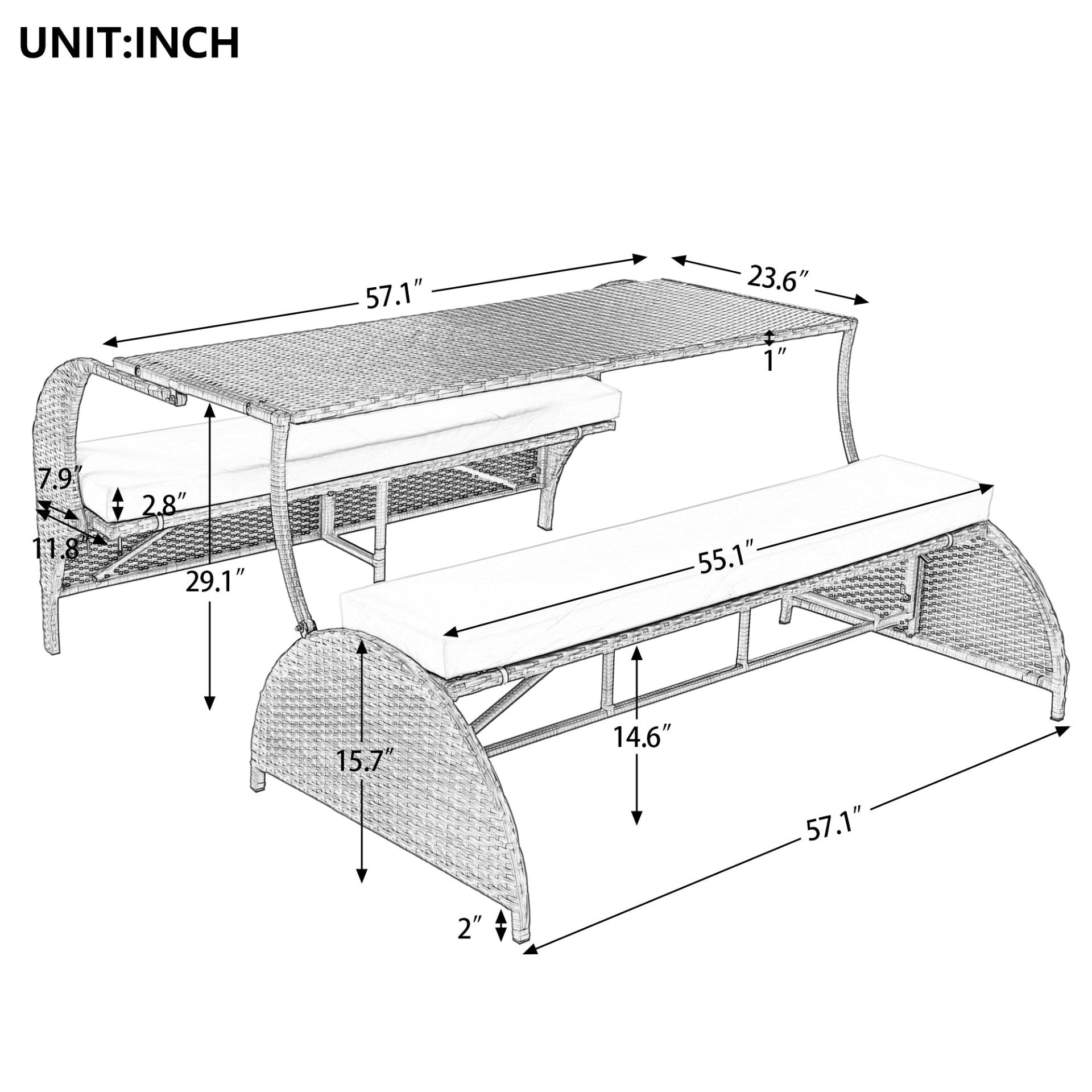 Premium Outdoor Loveseat, Convertible to Four Seats and a Table - Perfect for Gardens and Lawns - CurtisJ Designs