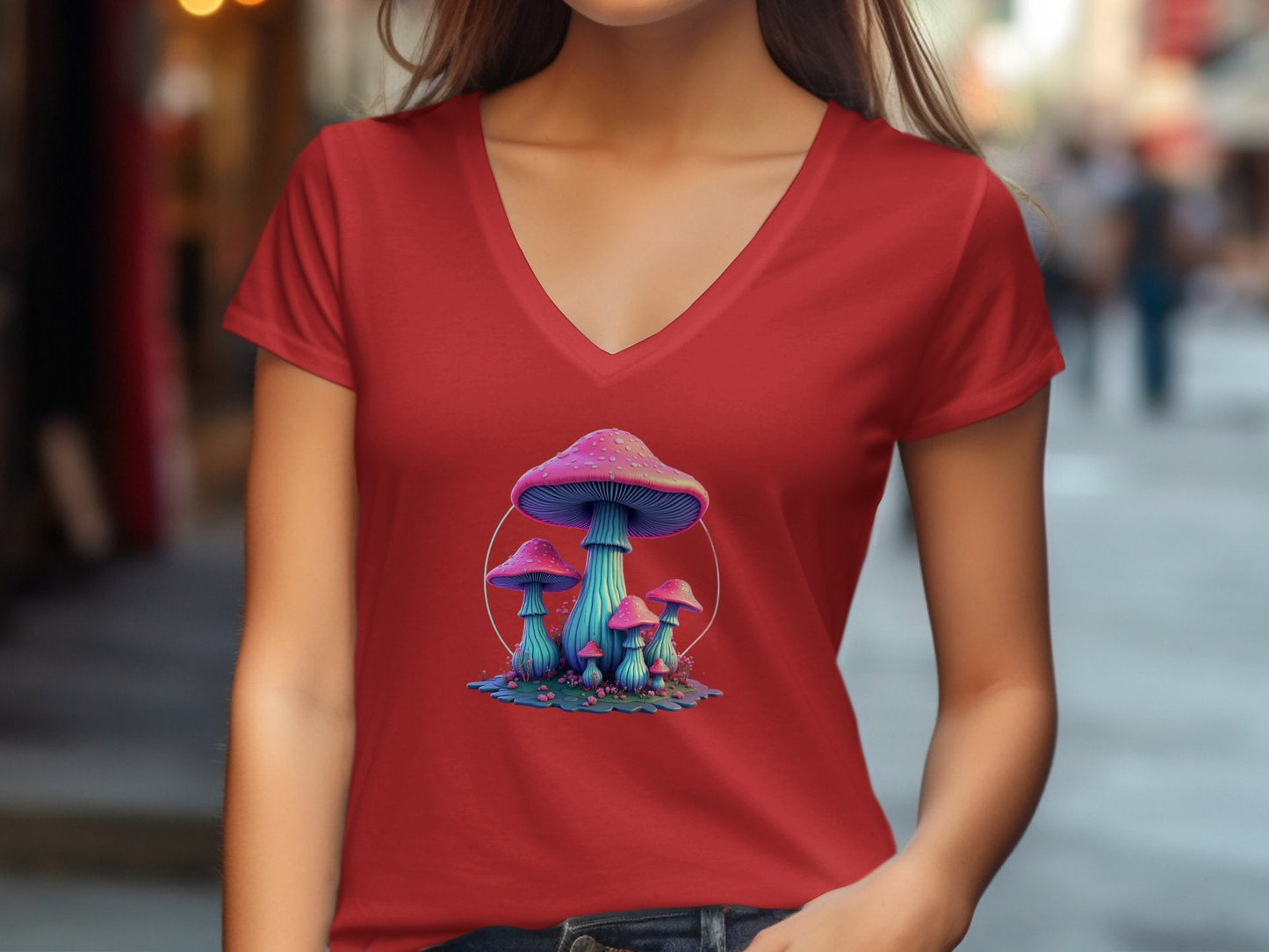 Psychedelic Fungi V - Neck T-Shirt - CurtisJ Designs