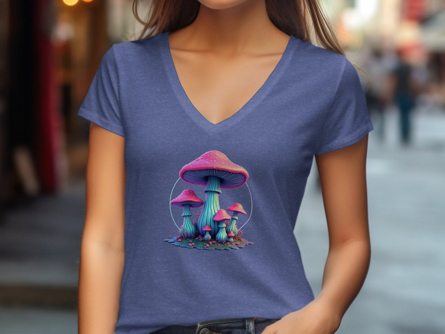 Psychedelic Fungi V - Neck T-Shirt - CurtisJ Designs