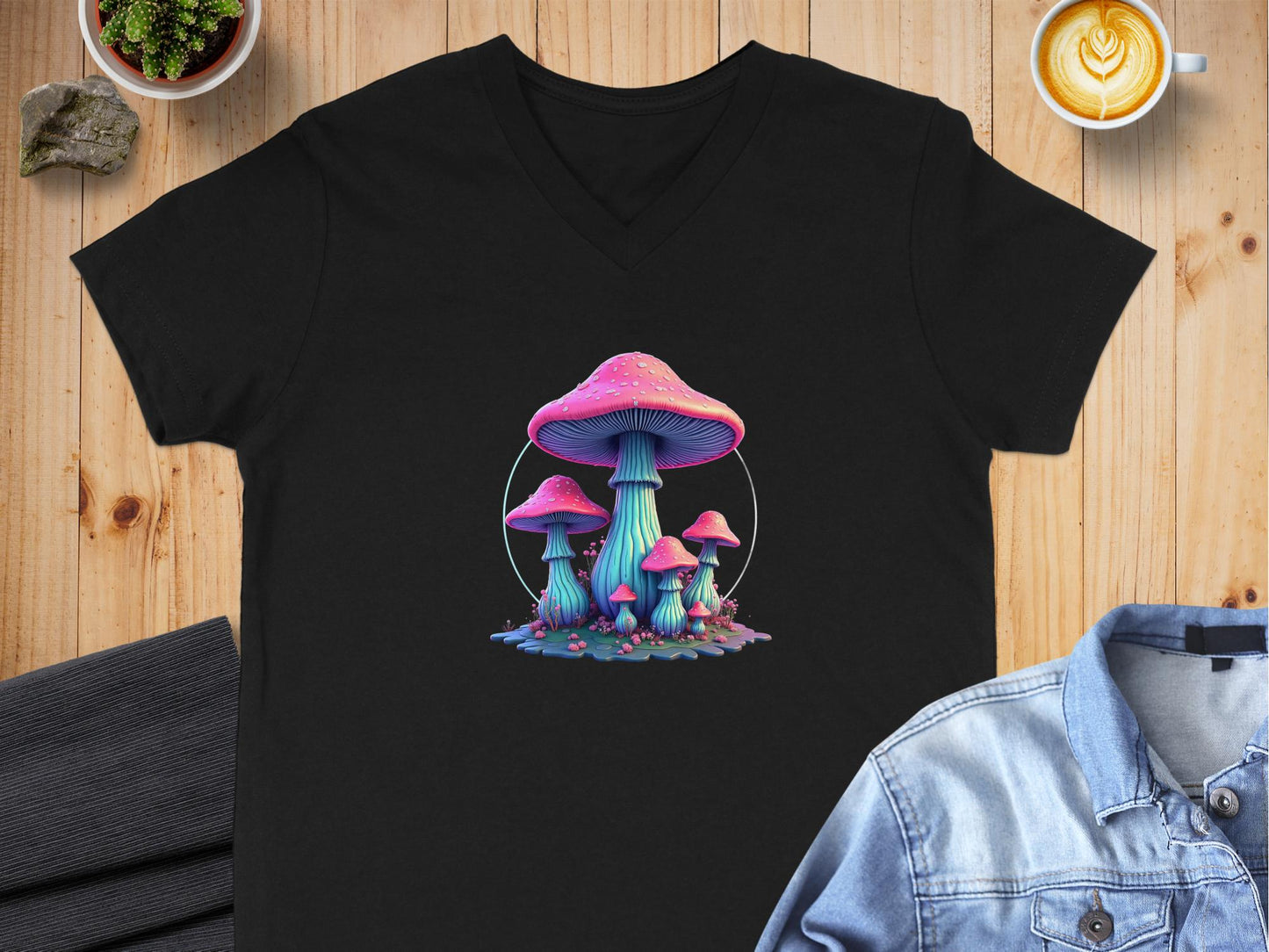 Psychedelic Fungi V - Neck T-Shirt - CurtisJ Designs