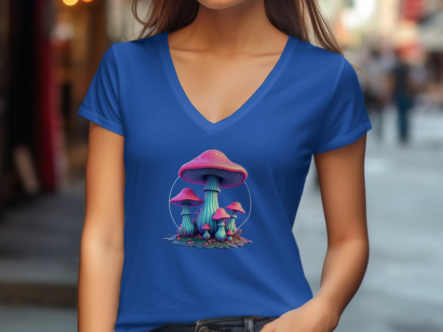 Psychedelic Fungi V - Neck T-Shirt - CurtisJ Designs