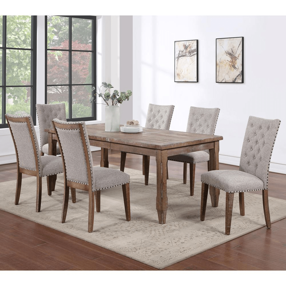 Riverdale 7pc Dining Set - Modern Ranch Style with Distressed Finish, Extends to Seat Eight Comfortably - CurtisJ Designs