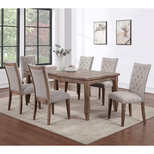 Riverdale 7pc Dining Set - Modern Ranch Style with Distressed Finish, Extends to Seat Eight Comfortably - CurtisJ Designs