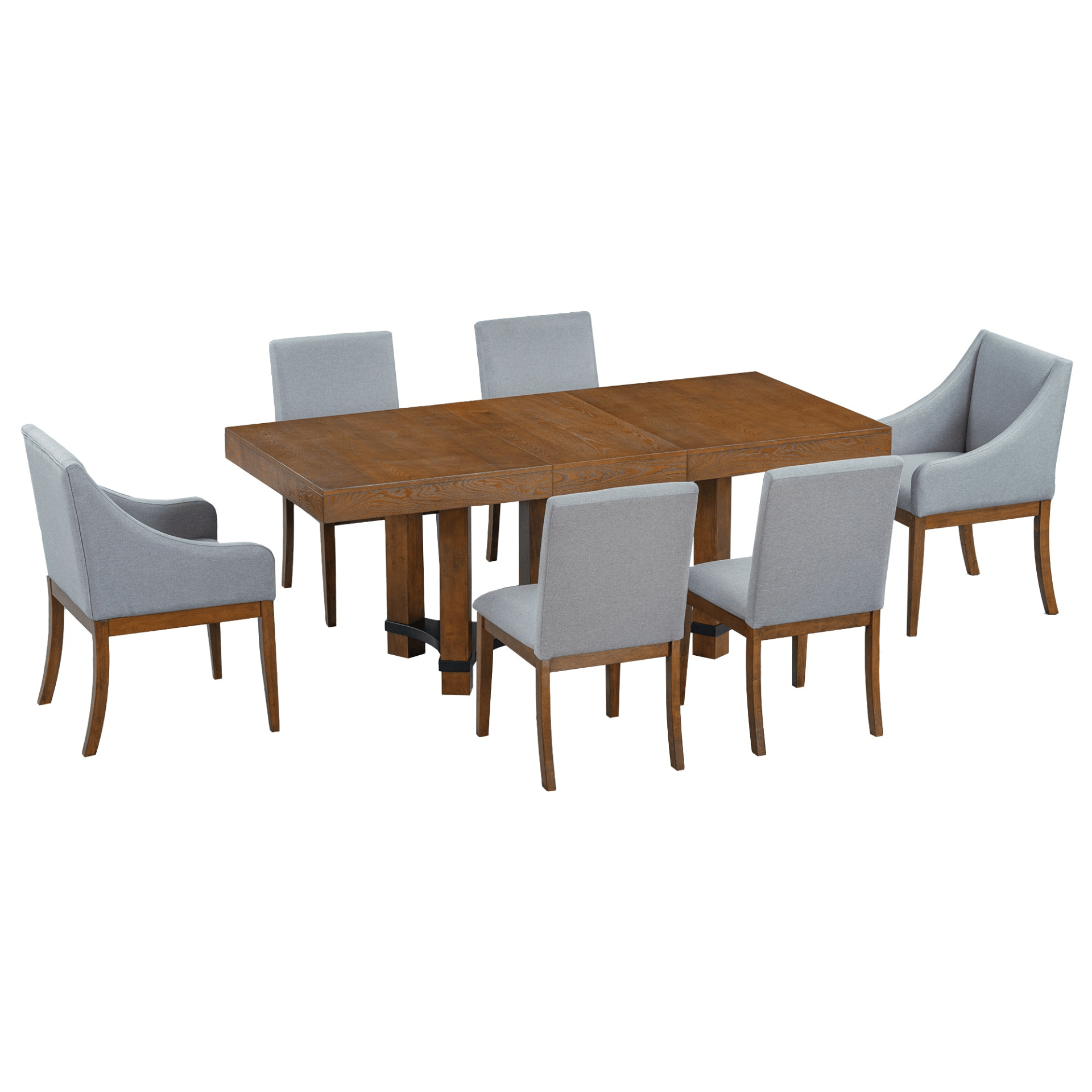 Rustic 7 - Piece Extendable Dining Table Set - 76.4'' Table with 18'' Removable Leaf, 2 Arm Chairs & 4 Armless Chairs, Brown - CurtisJ Designs