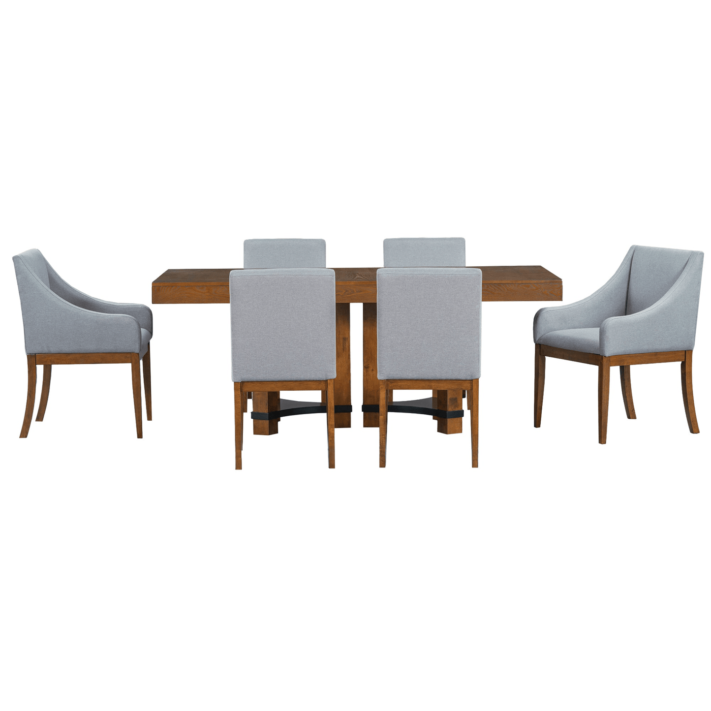 Rustic 7 - Piece Extendable Dining Table Set - 76.4'' Table with 18'' Removable Leaf, 2 Arm Chairs & 4 Armless Chairs, Brown - CurtisJ Designs