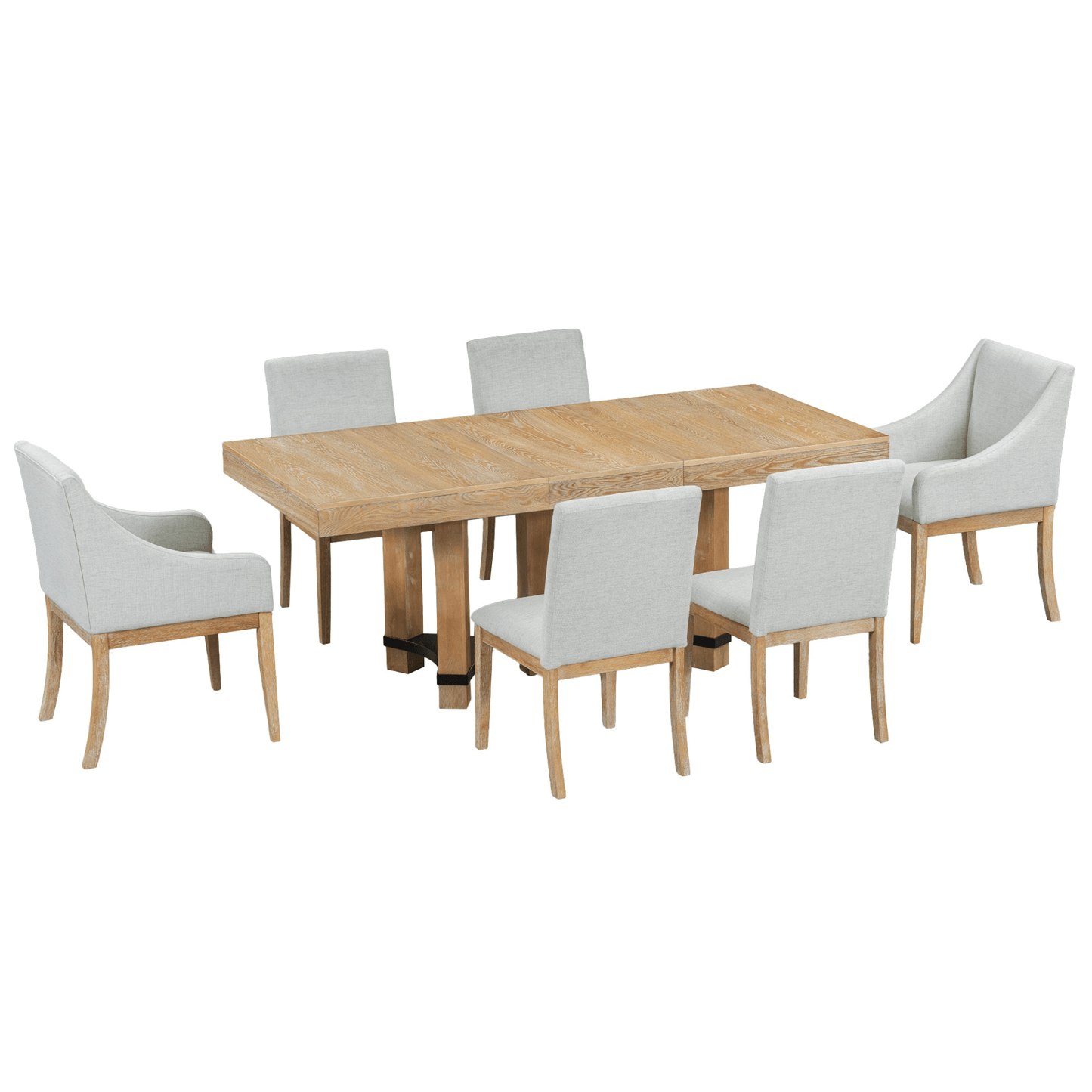 Rustic 7 - Piece Extendable Dining Table Set with Removable Leaf, 2 Arm Chairs & 4 Armless Chairs, Natural Finish - CurtisJ Designs