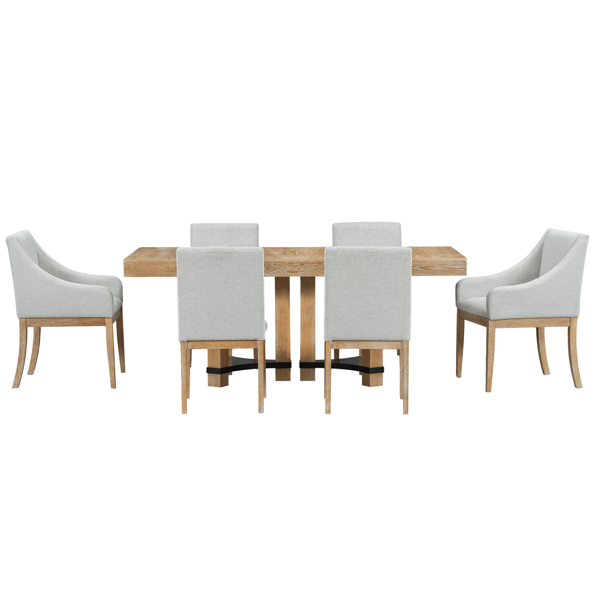 Rustic 7 - Piece Extendable Dining Table Set with Removable Leaf, 2 Arm Chairs & 4 Armless Chairs, Natural Finish - CurtisJ Designs