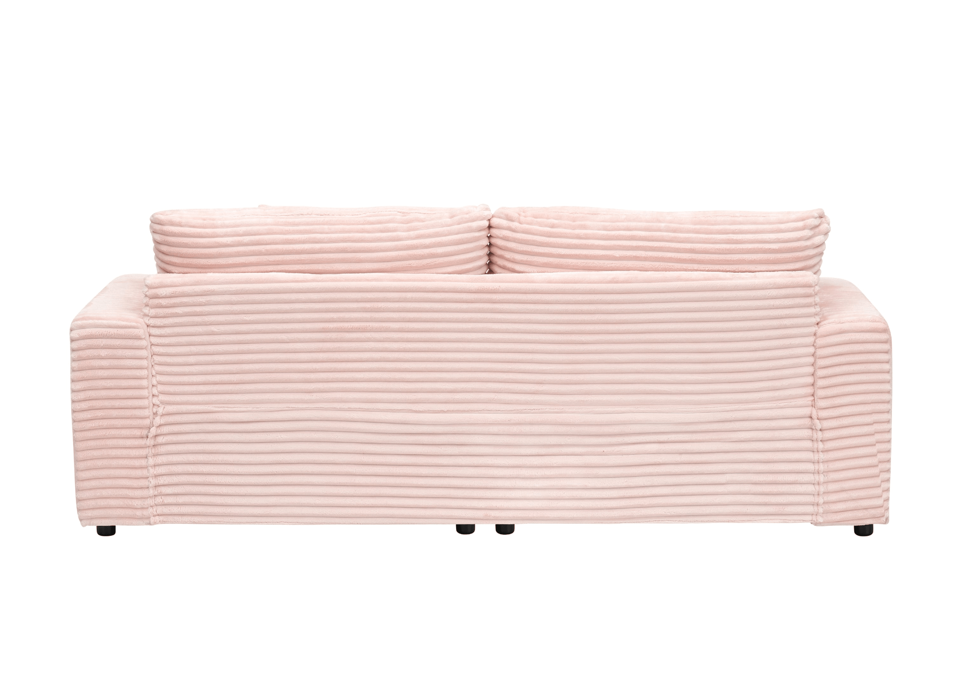 Spacious 79.3" Corduroy Sofa - 3 Seater with 4 Matching Toss Pillows, Modern Design, Comfortable Couch for Living Room - Pink - CurtisJ Designs