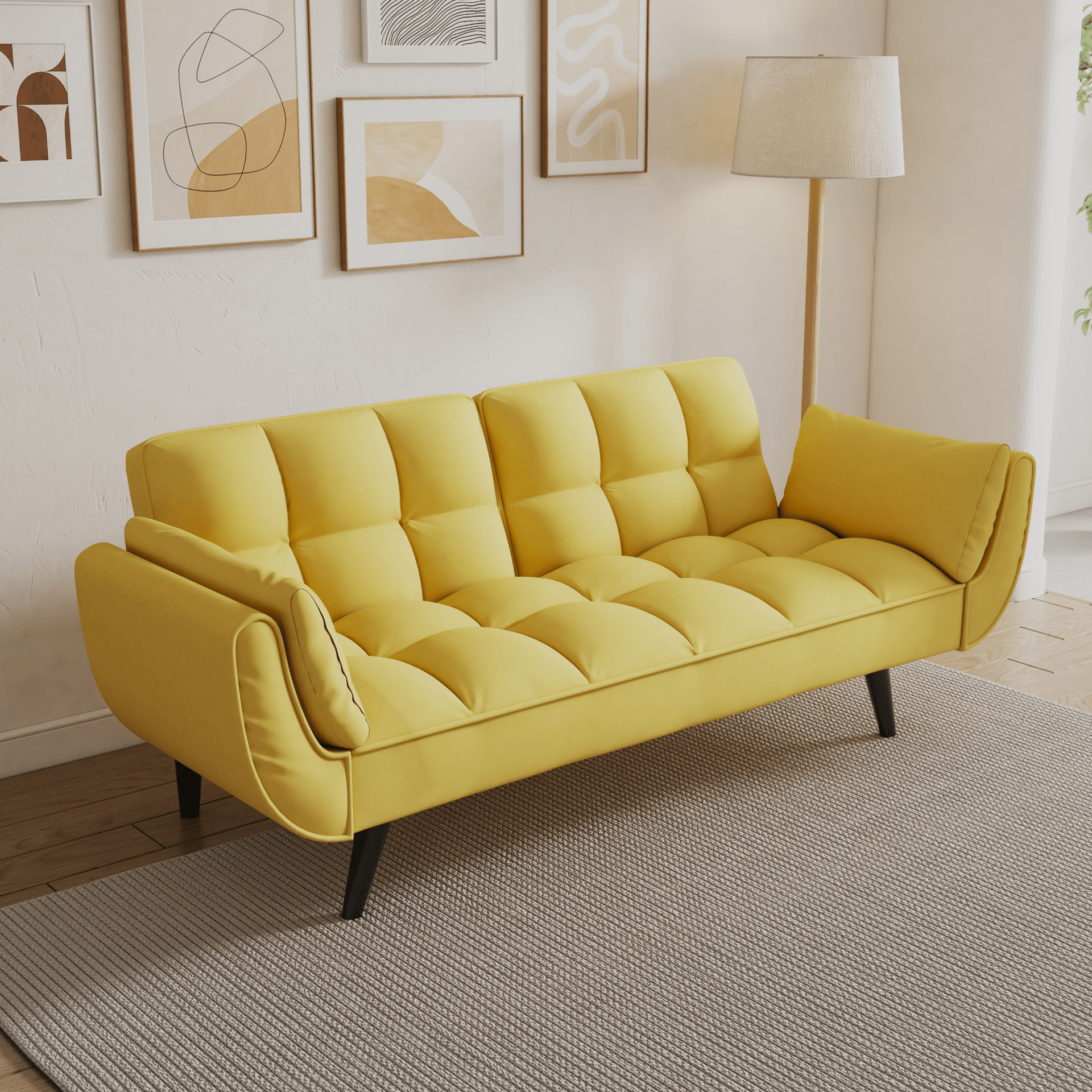 Stylish 57 - Inch Yellow Sofa - Soft, Comfortable, Perfect for Small Spaces and Apartments - CurtisJ Designs