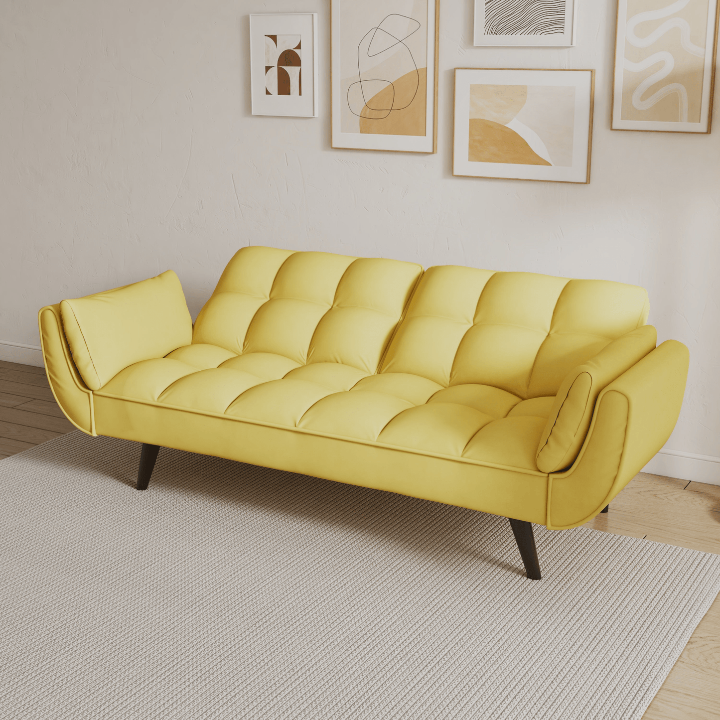 Stylish 57 - Inch Yellow Sofa - Soft, Comfortable, Perfect for Small Spaces and Apartments - CurtisJ Designs