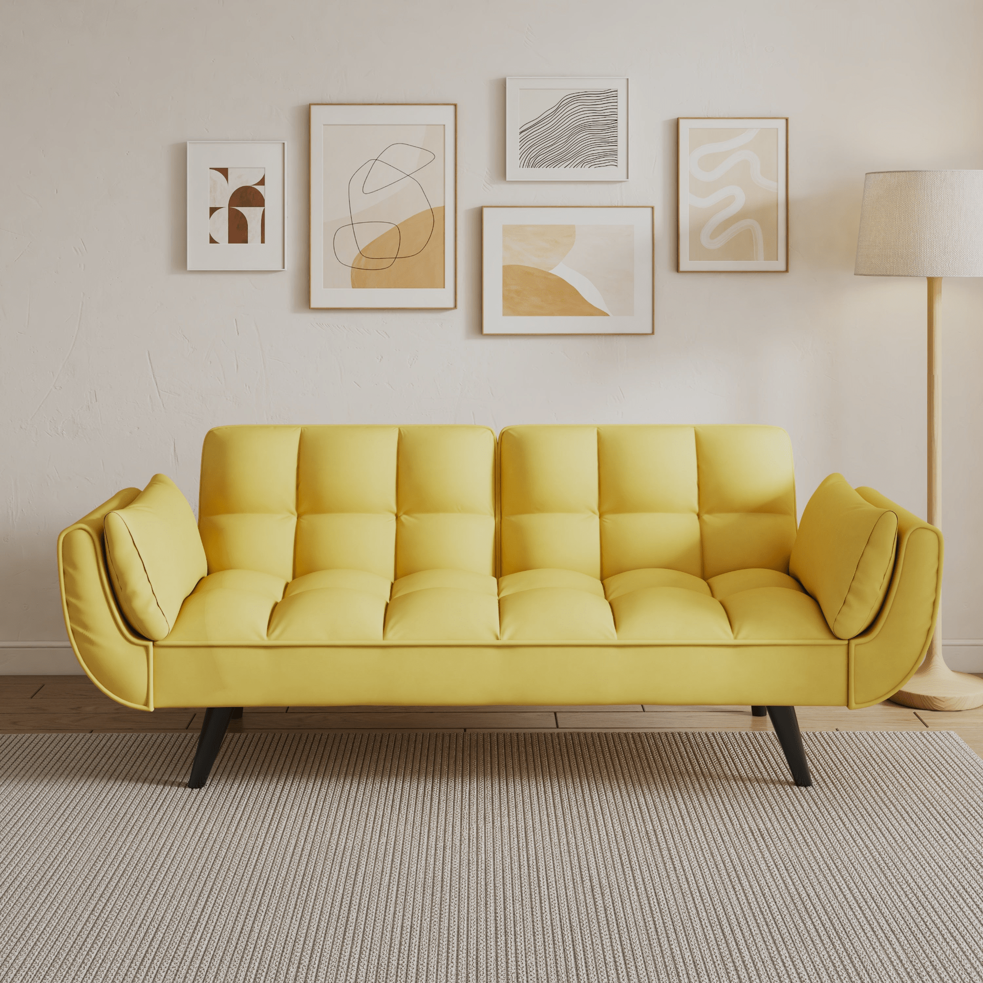 Stylish 57 - Inch Yellow Sofa - Soft, Comfortable, Perfect for Small Spaces and Apartments - CurtisJ Designs