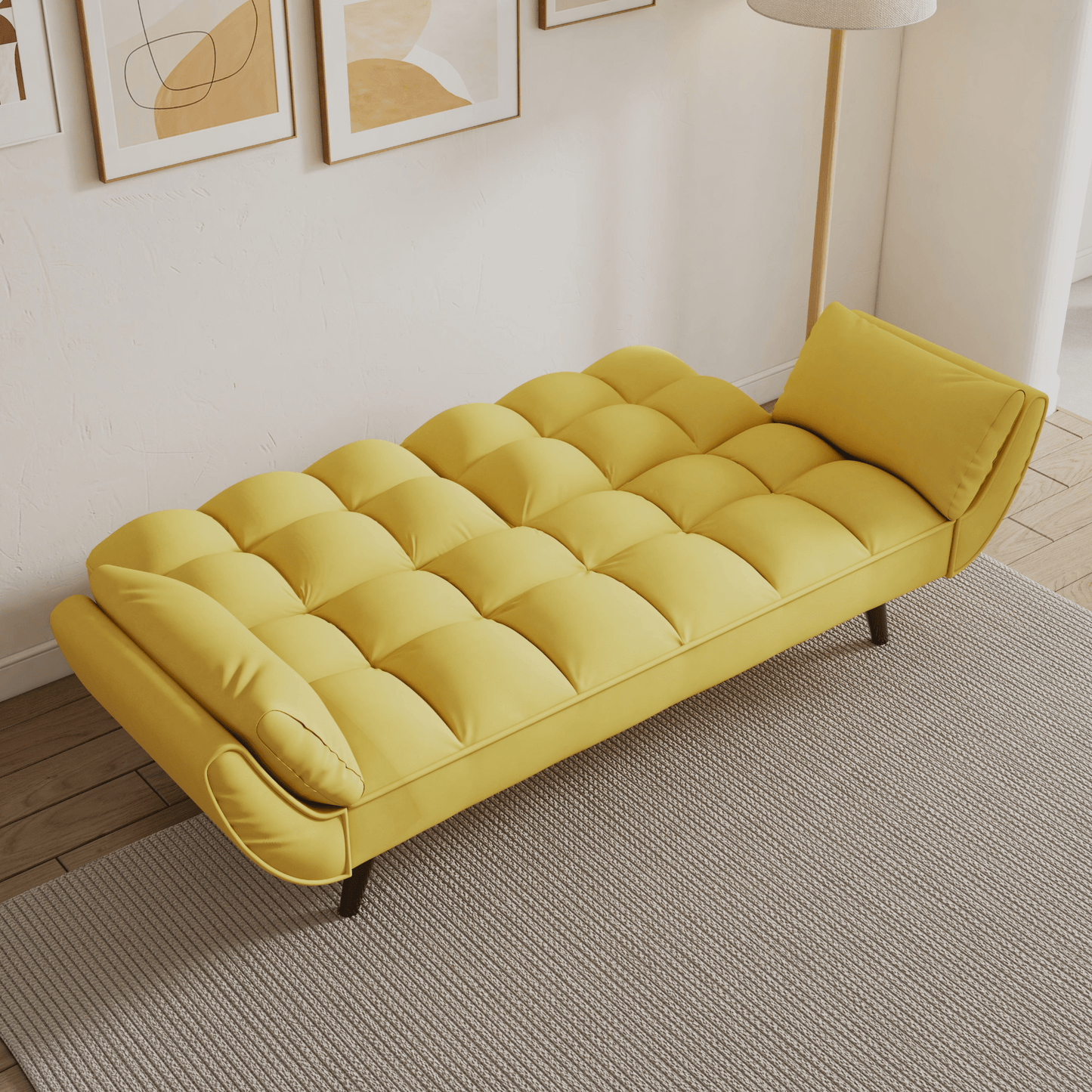 Stylish 57 - Inch Yellow Sofa - Soft, Comfortable, Perfect for Small Spaces and Apartments - CurtisJ Designs