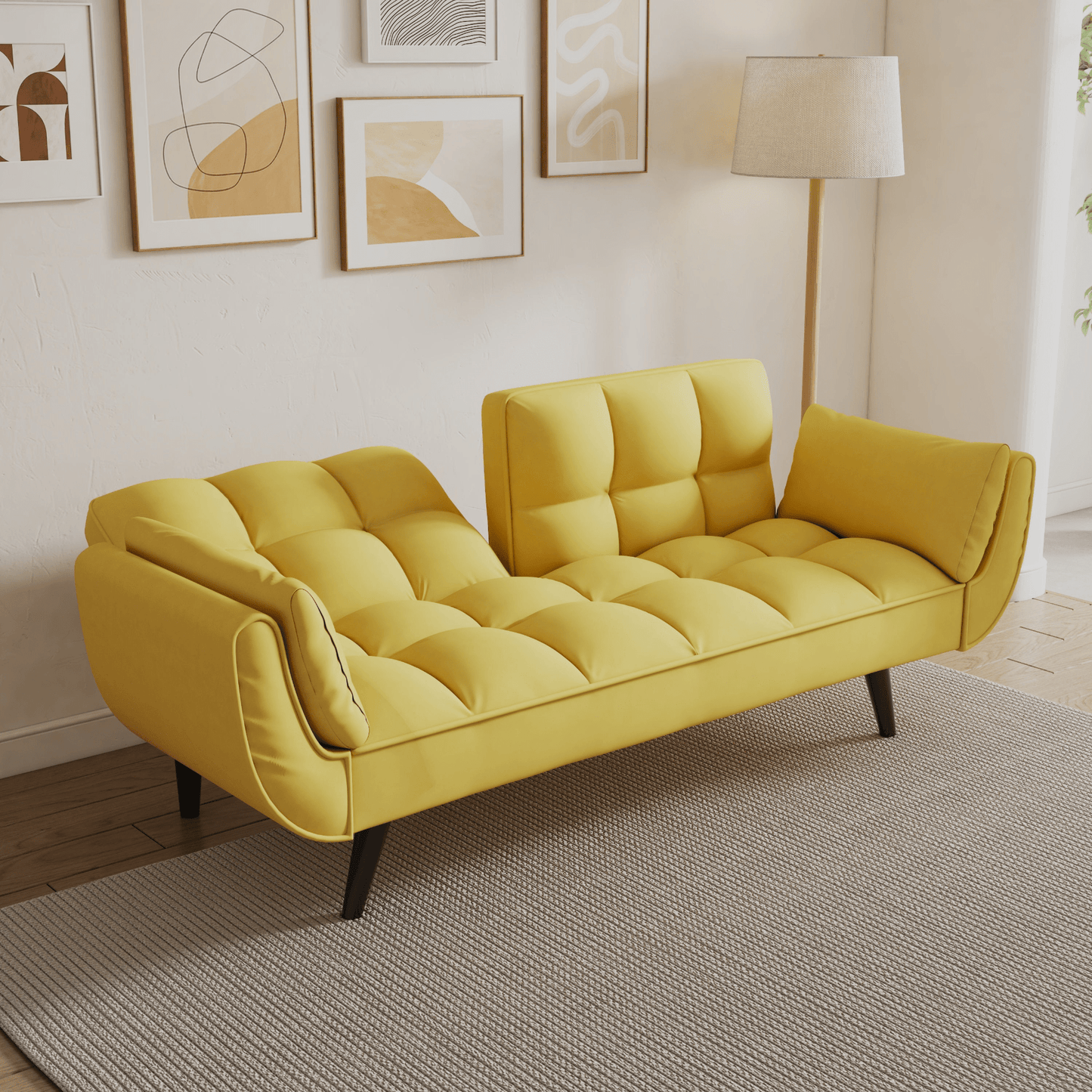 Stylish 57 - Inch Yellow Sofa - Soft, Comfortable, Perfect for Small Spaces and Apartments - CurtisJ Designs