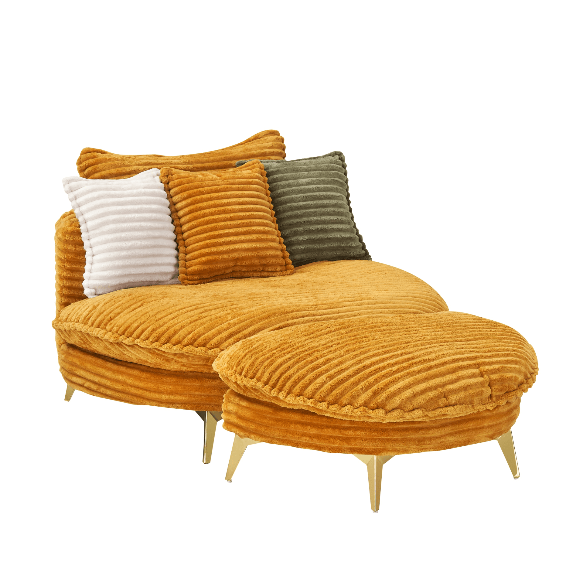 Stylish 65" Yellow Corduroy Sofa with 3 Throw Pillows - Perfect for Apartment, Office, or Living Room - CurtisJ Designs