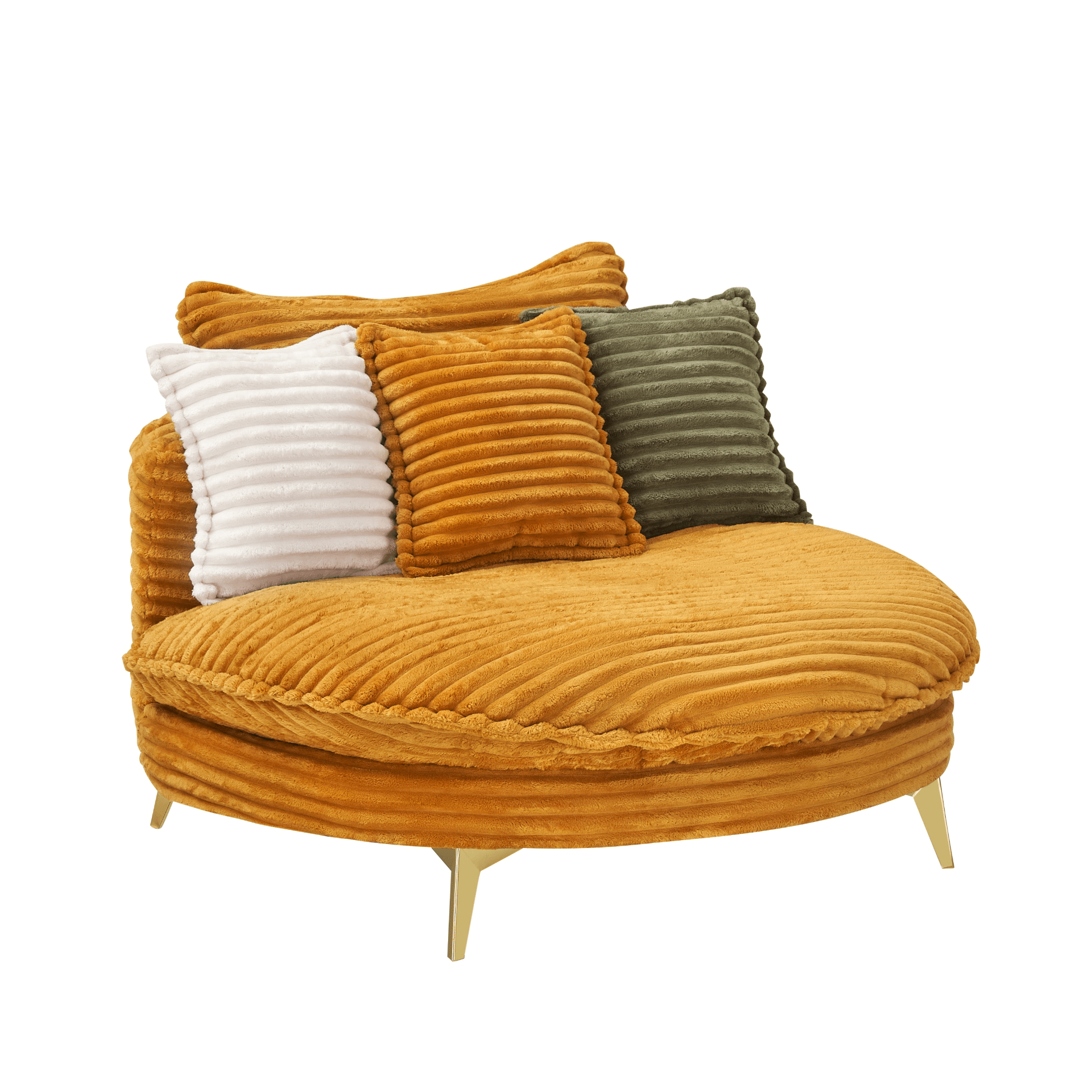 Stylish 65" Yellow Corduroy Sofa with 3 Throw Pillows - Perfect for Apartment, Office, or Living Room - CurtisJ Designs