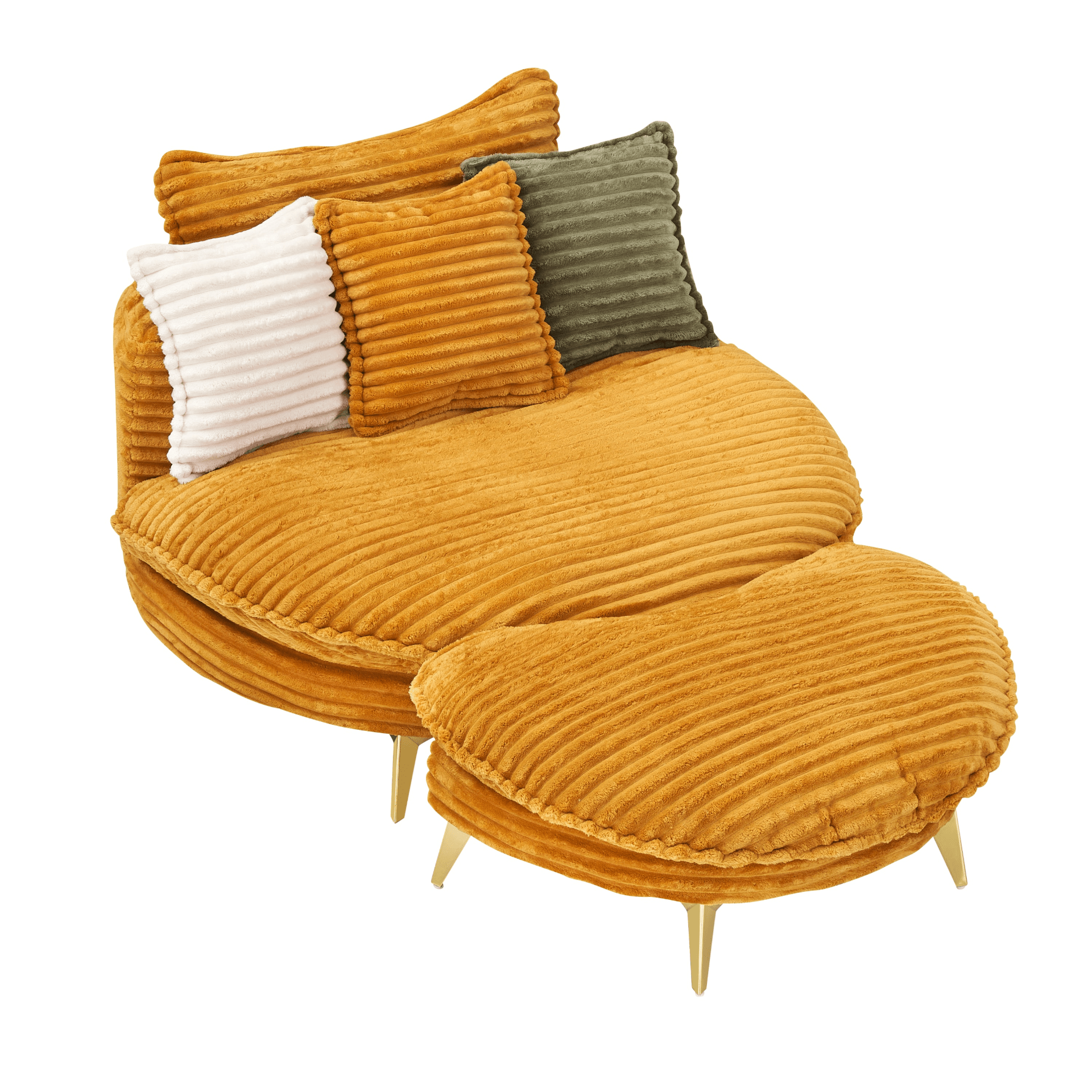 Stylish 65" Yellow Corduroy Sofa with 3 Throw Pillows - Perfect for Apartment, Office, or Living Room - CurtisJ Designs