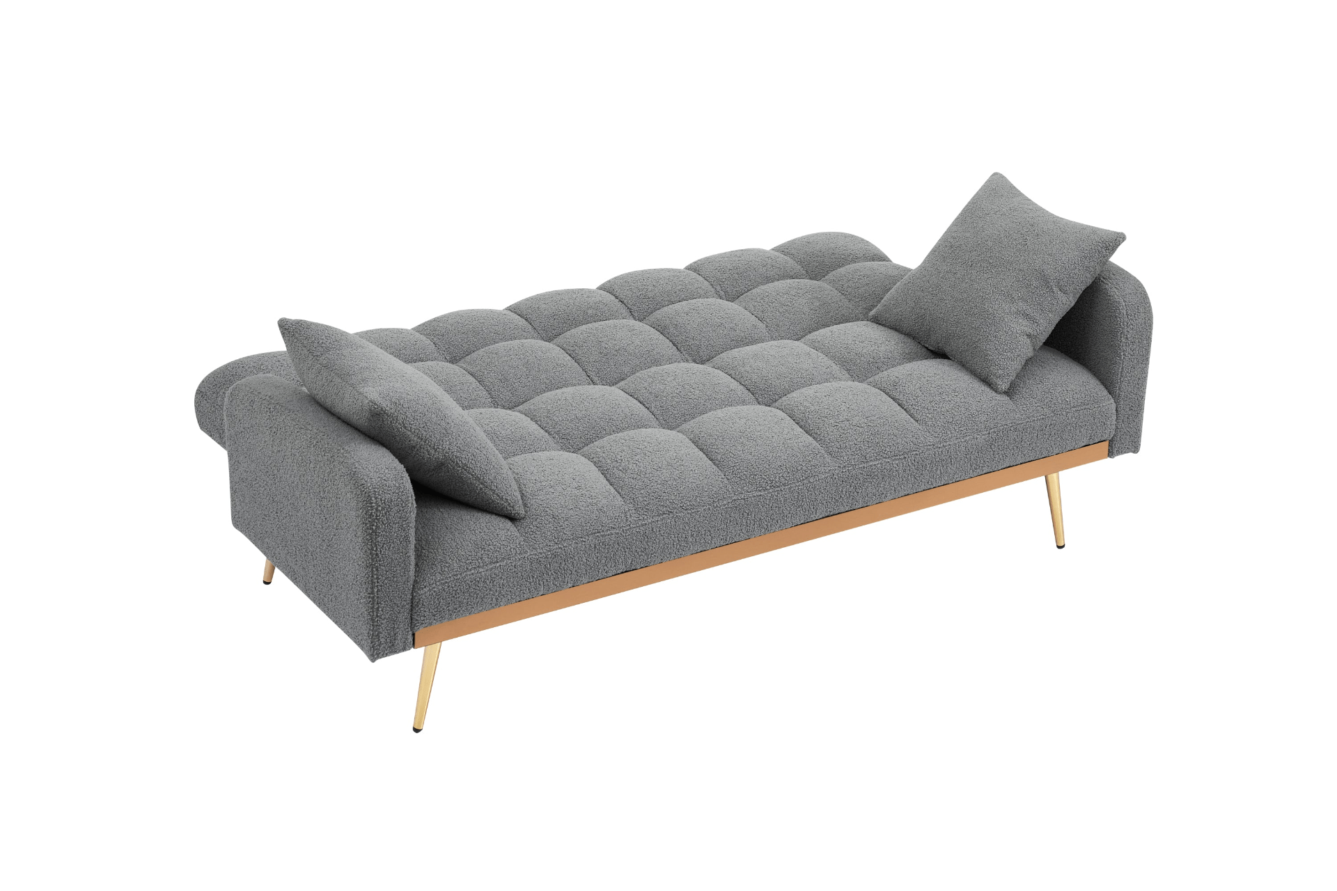 Stylish 69 - Inch Grey Sofa Bed with Adjustable Design & Teddy Fleece – Includes 2 Throw Pillows for Ultimate Comfort - CurtisJ Designs