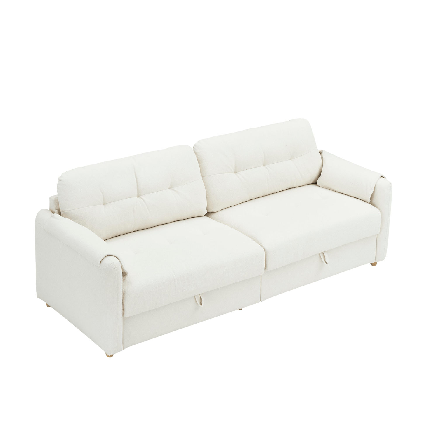 Stylish 79.5" Teddy Cotton Linen Sofa with Metal Conical Long Legs - Beige | Modern Comfort and Elegance - CurtisJ Designs