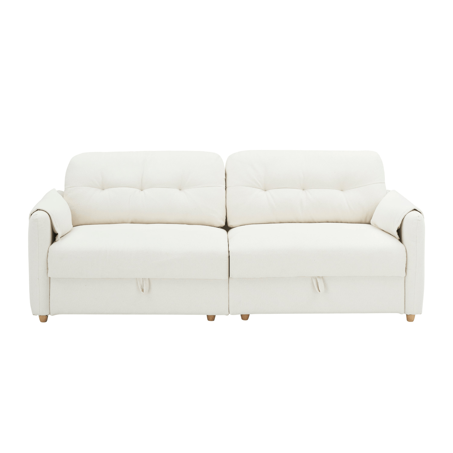 Stylish 79.5" Teddy Cotton Linen Sofa with Metal Conical Long Legs - Beige | Modern Comfort and Elegance - CurtisJ Designs