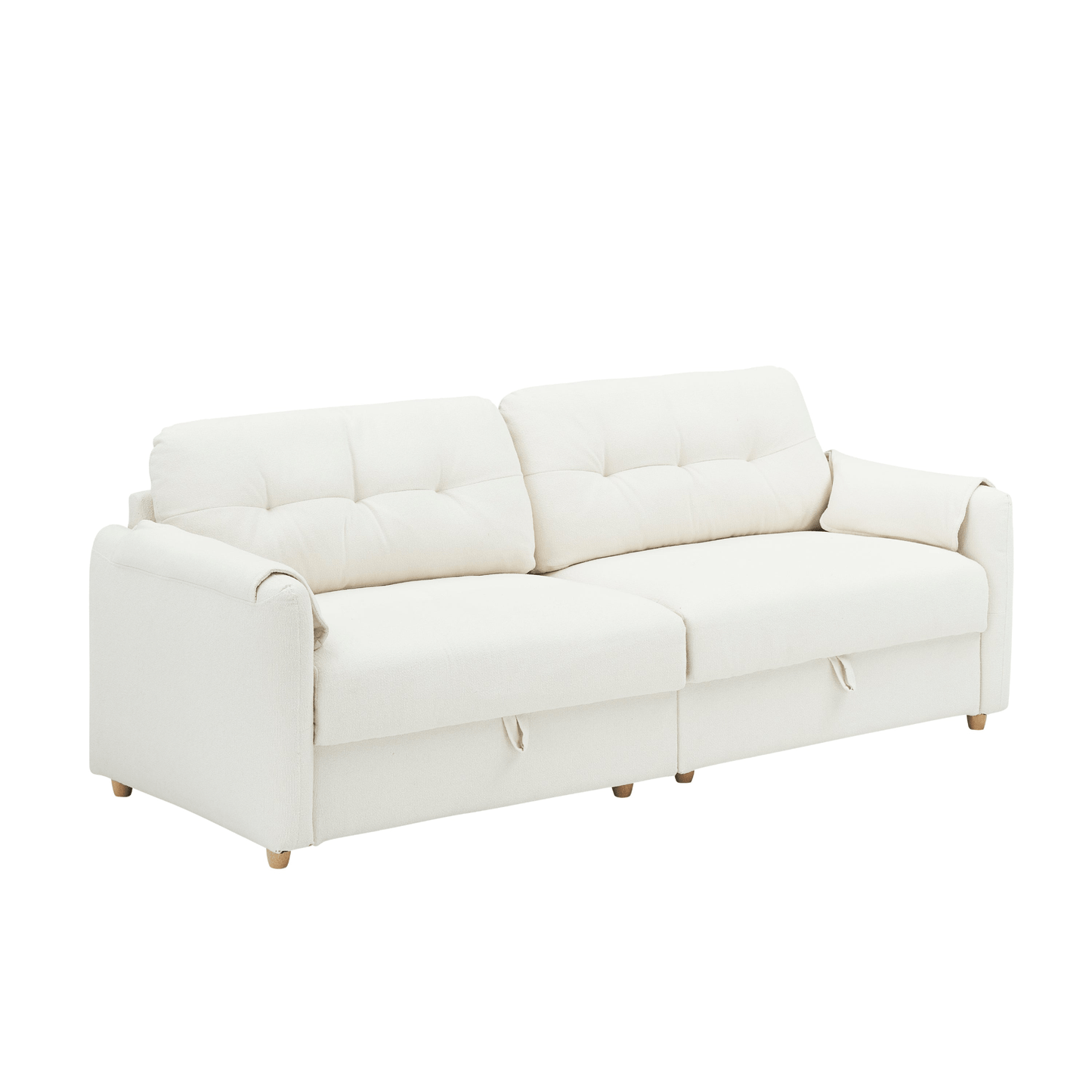 Stylish 79.5" Teddy Cotton Linen Sofa with Metal Conical Long Legs - Beige | Modern Comfort and Elegance - CurtisJ Designs