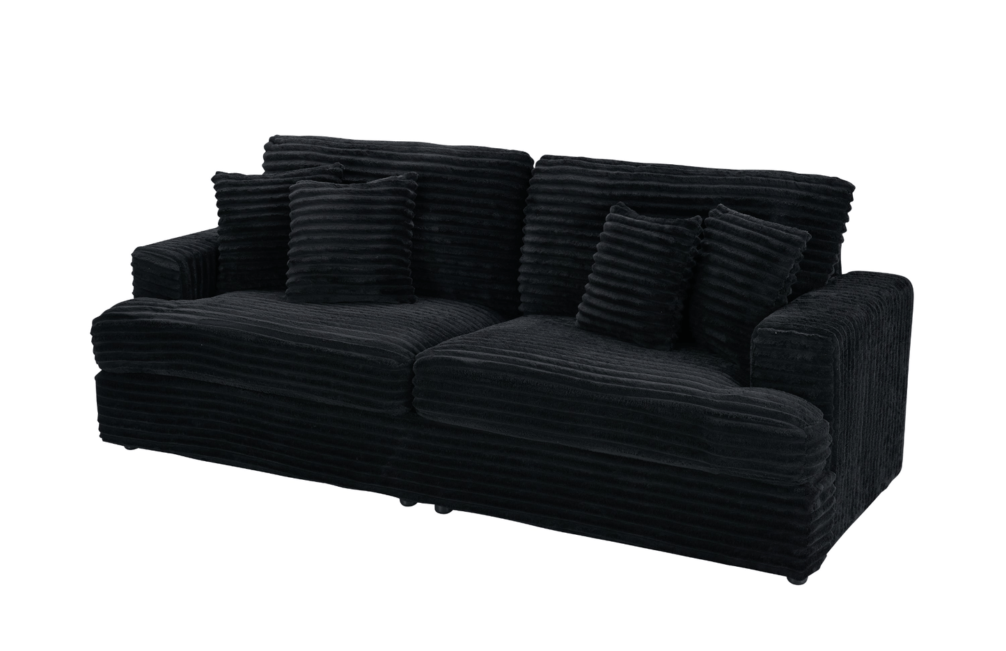 Stylish Black Corduroy 3 - Seater Sofa with 4 Pillows – Spacious & Comfortable for Modern Living Rooms - CurtisJ Designs