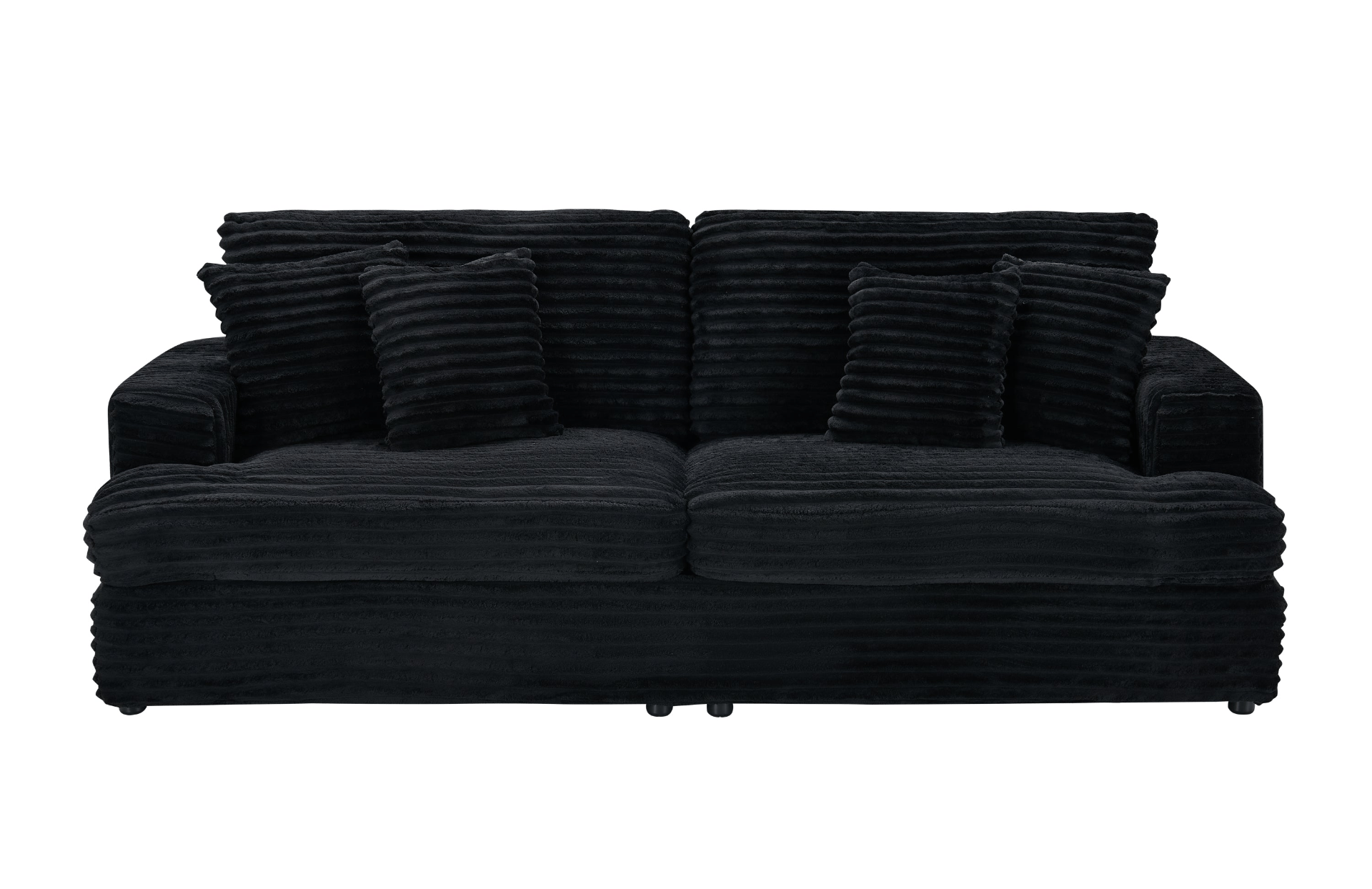 Stylish Black Corduroy 3 - Seater Sofa with 4 Pillows – Spacious & Comfortable for Modern Living Rooms - CurtisJ Designs