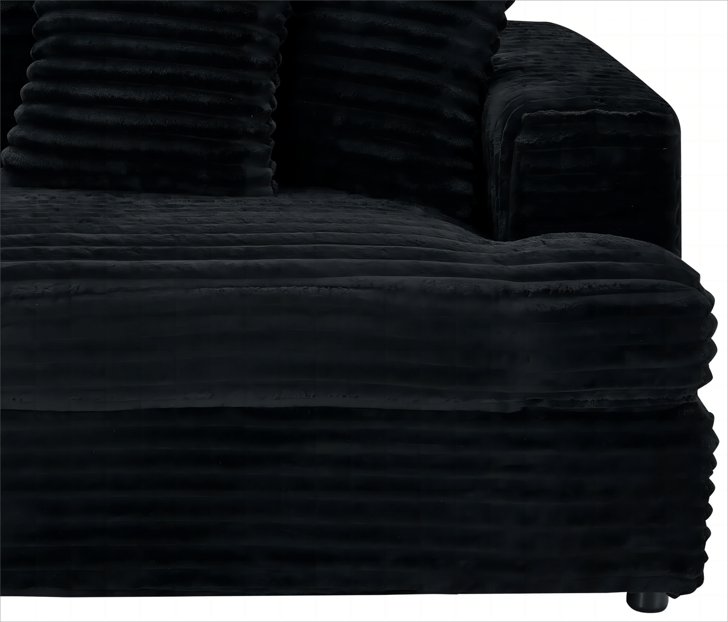 Stylish Black Corduroy 3 - Seater Sofa with 4 Pillows – Spacious & Comfortable for Modern Living Rooms - CurtisJ Designs