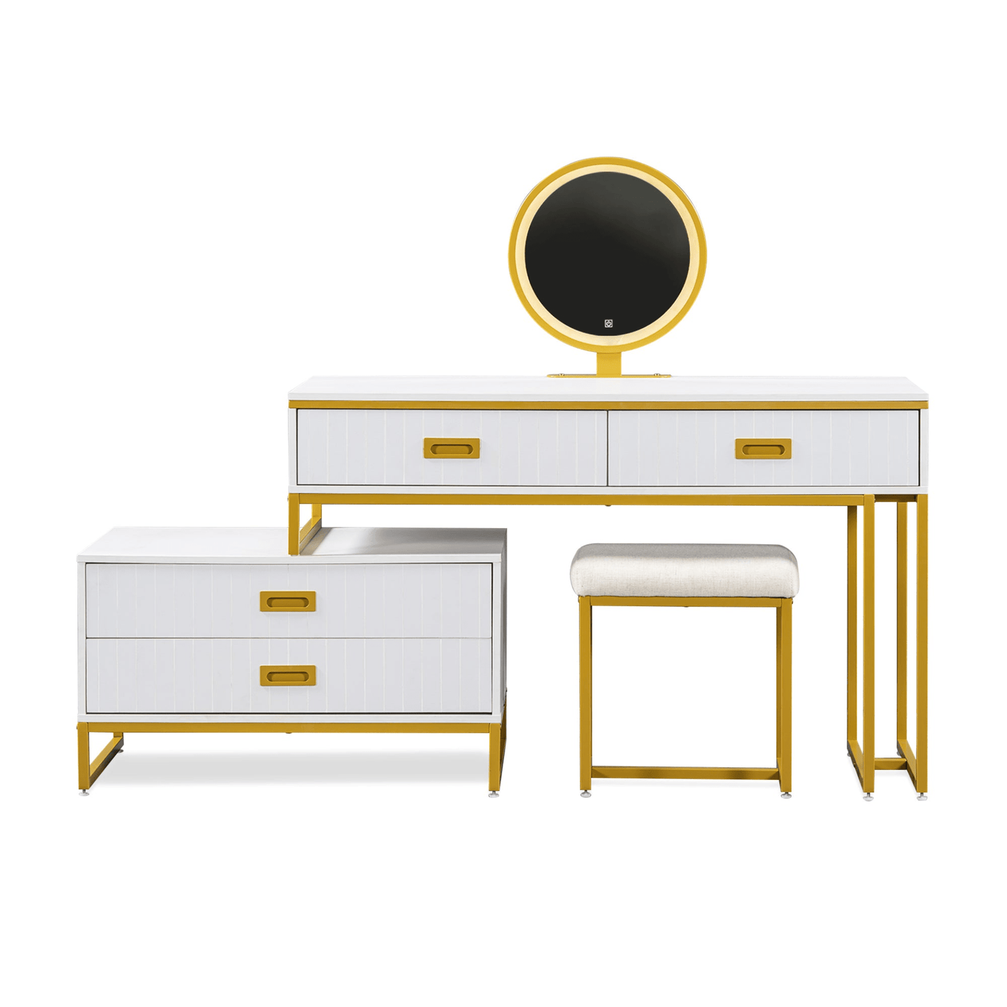 Stylish Modern Vanity Table with Movable Side Cabinet & 4 - Drawers | Perfect for Makeup & Storage - CurtisJ Designs