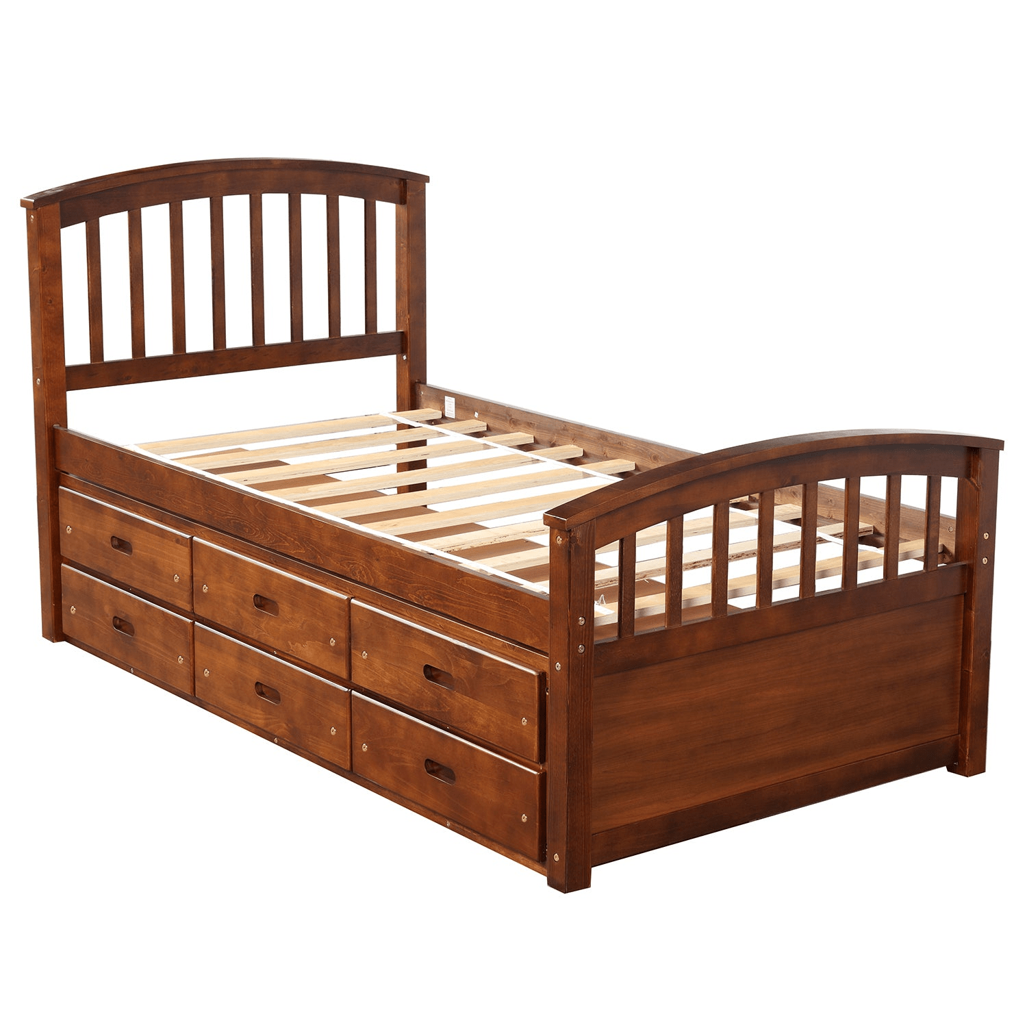 Twin Size Platform Storage Bed Solid Wood Bed with 6 Drawers - CurtisJ Designs