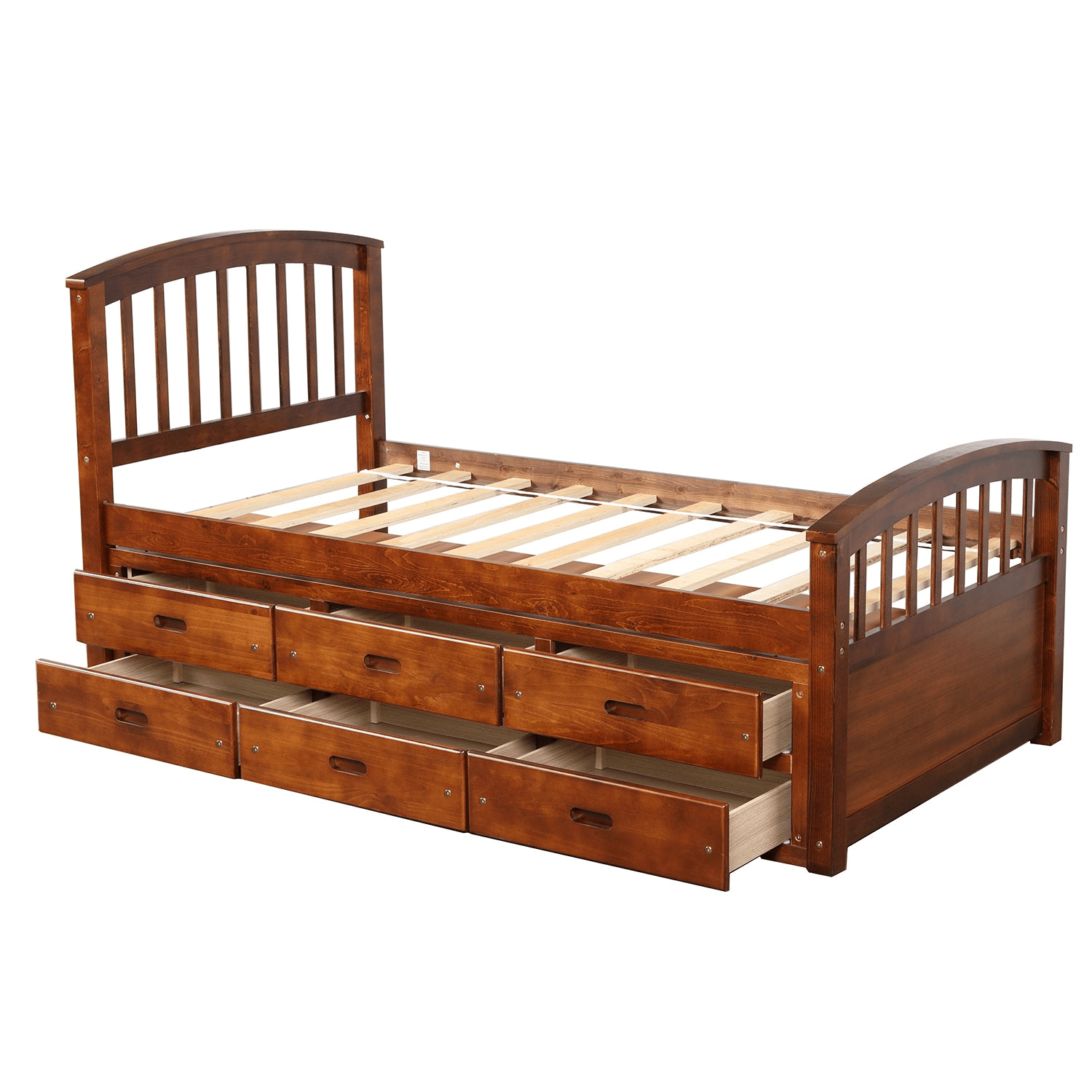 Twin Size Platform Storage Bed Solid Wood Bed with 6 Drawers - CurtisJ Designs