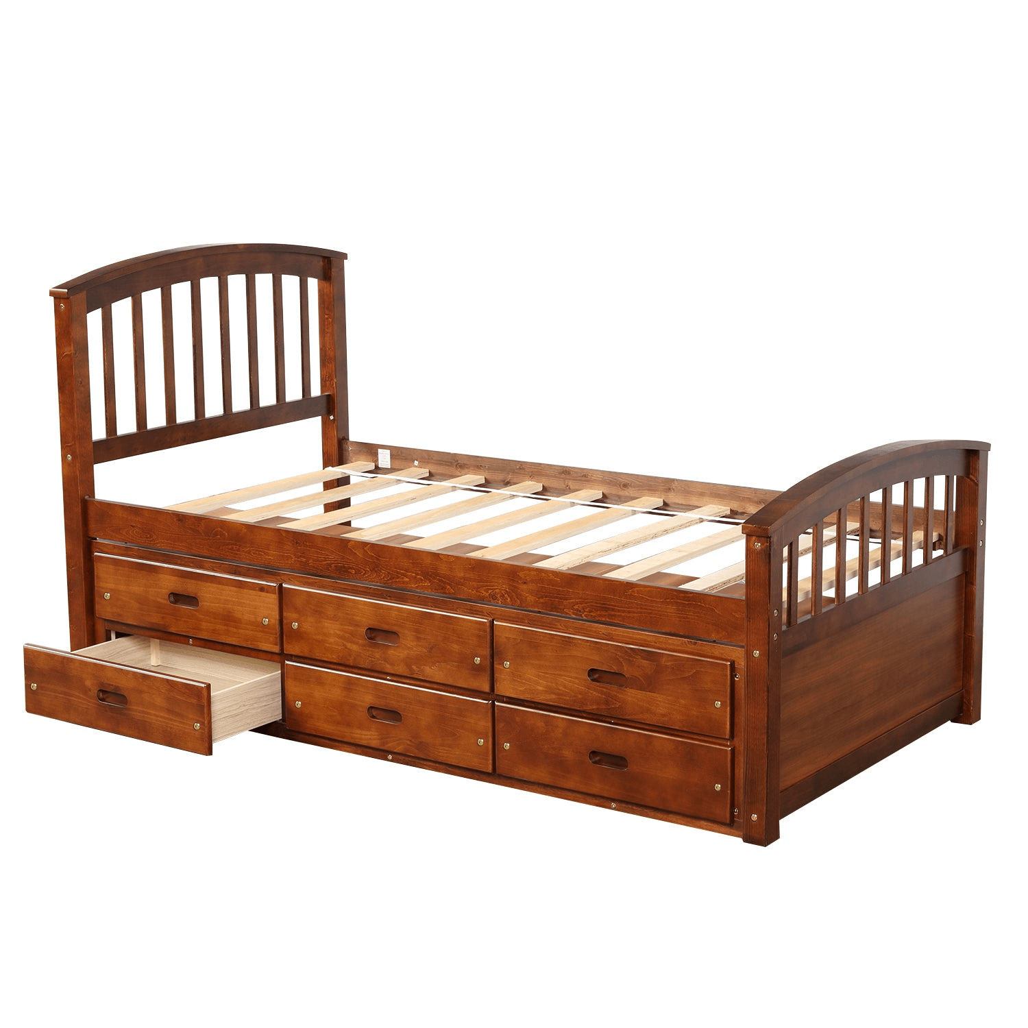 Twin Size Platform Storage Bed Solid Wood Bed with 6 Drawers - CurtisJ Designs