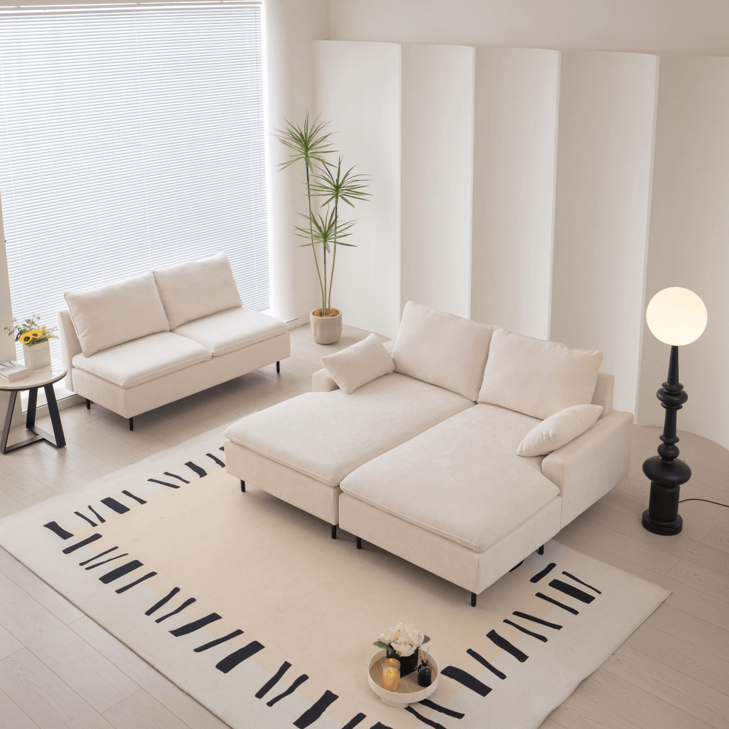 U - Shaped Linen Sectional Sofa with Double Chaises, Beige - Stylish and Versatile - CurtisJ Designs