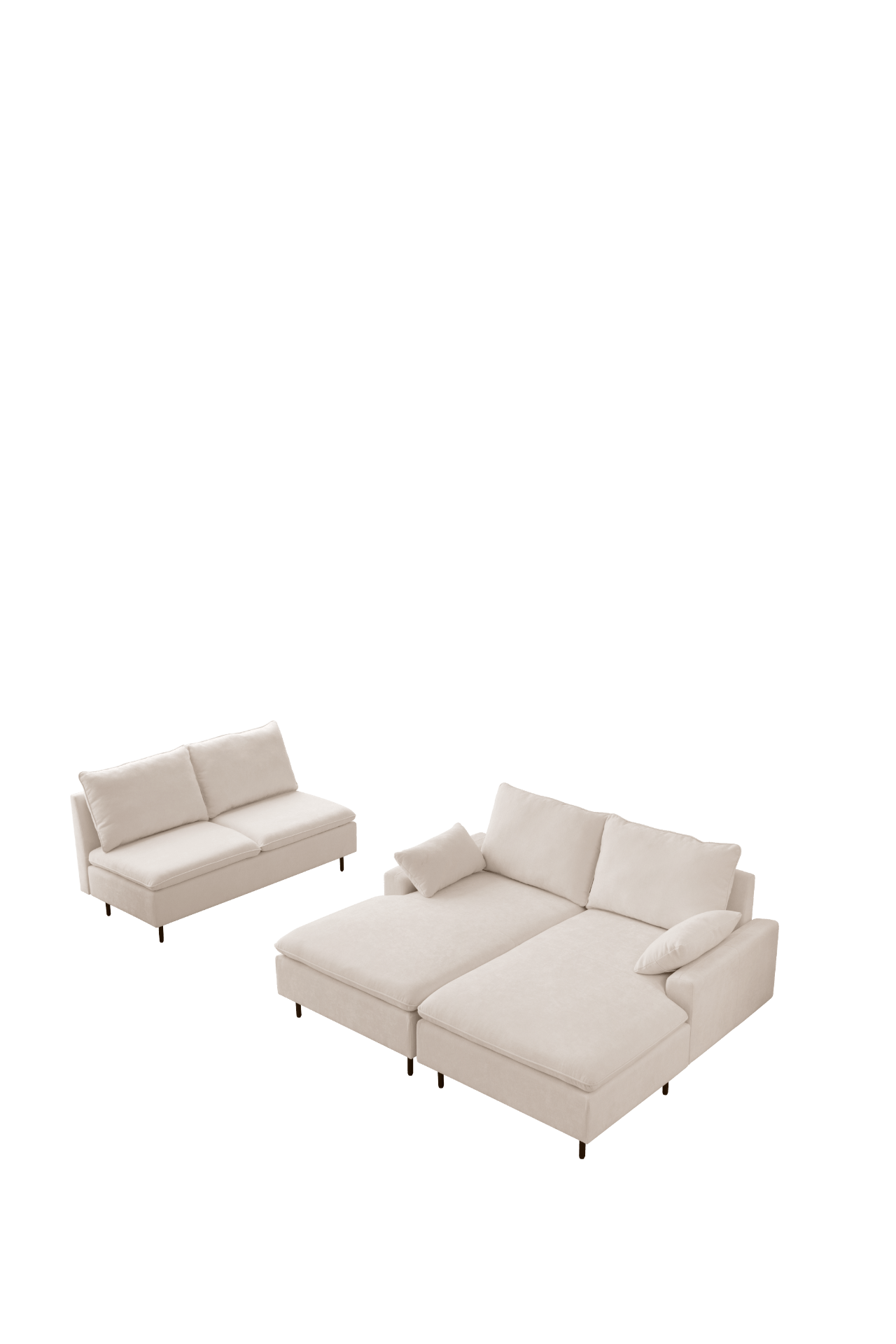 U - Shaped Linen Sectional Sofa with Double Chaises, Beige - Stylish and Versatile - CurtisJ Designs