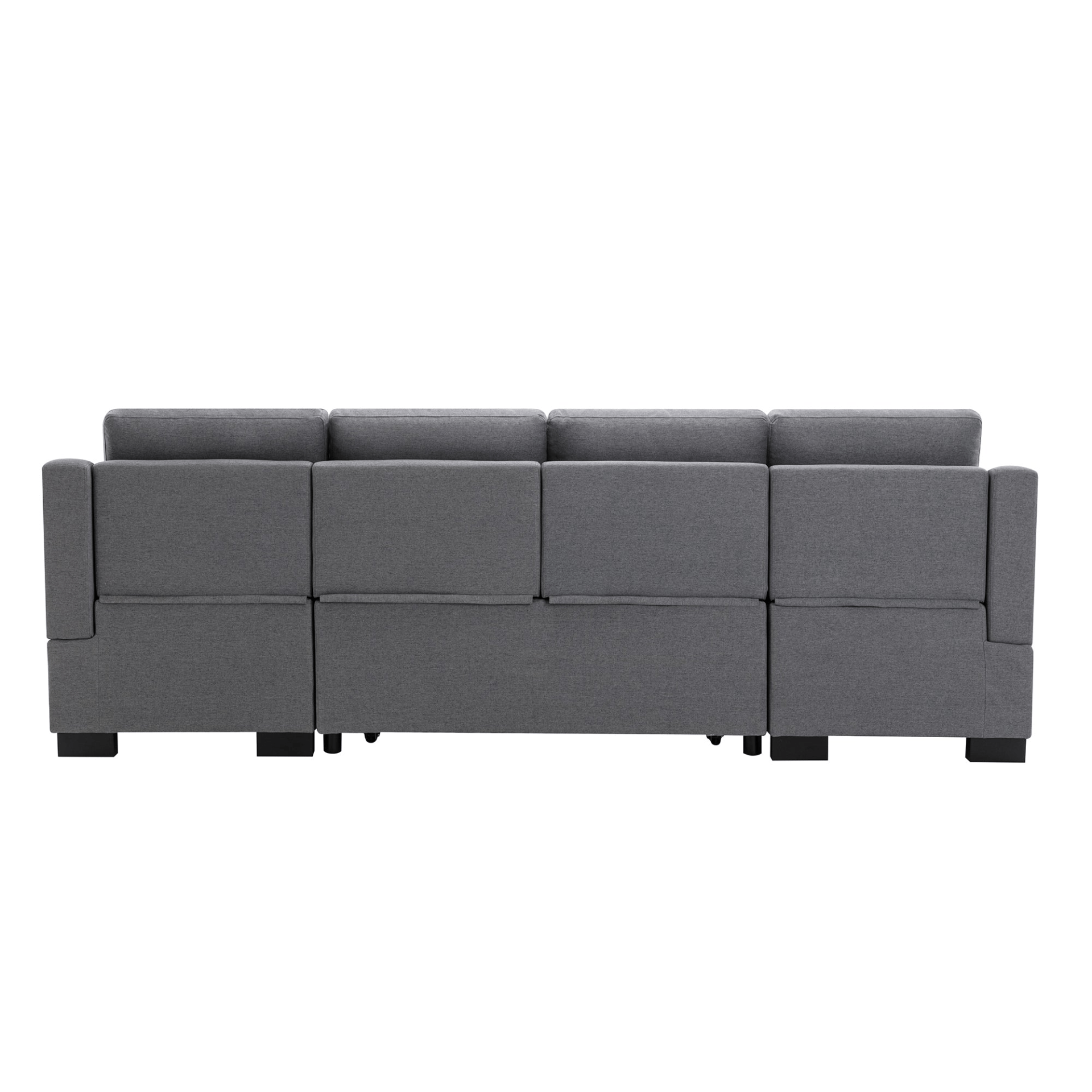 Upholstery Sleeper Sectional Sofa with Double Storage Spaces, 2 Tossing Cushions, Grey - CurtisJ Designs