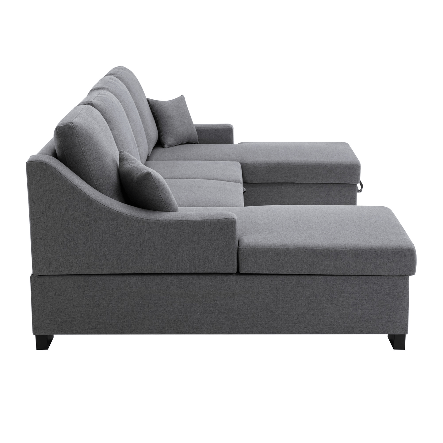 Upholstery Sleeper Sectional Sofa with Double Storage Spaces, 2 Tossing Cushions, Grey - CurtisJ Designs