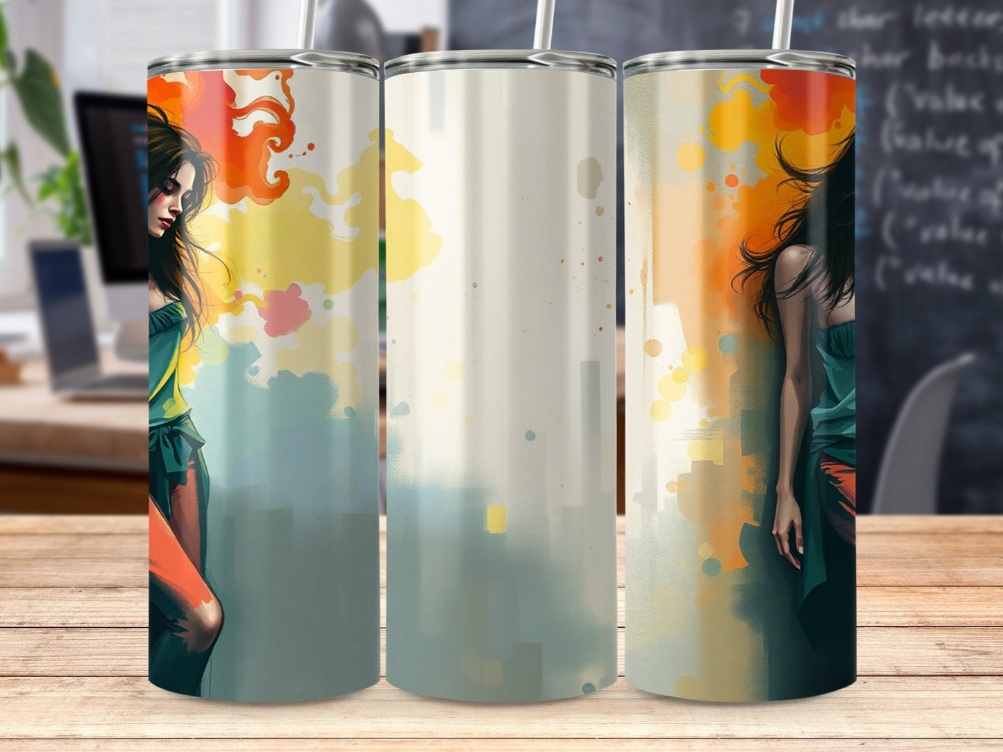 Vibrant Abstract Art with Stylish Women Aesthetic Tumblers - CurtisJ Designs