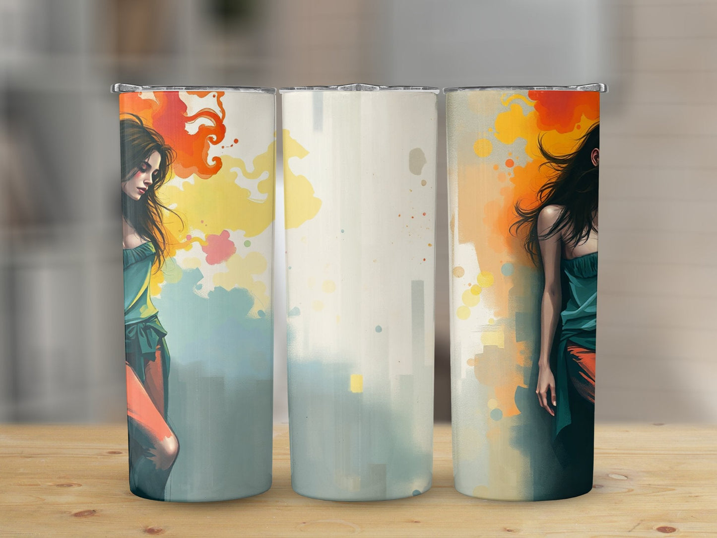 Vibrant Abstract Art with Stylish Women Aesthetic Tumblers - CurtisJ Designs