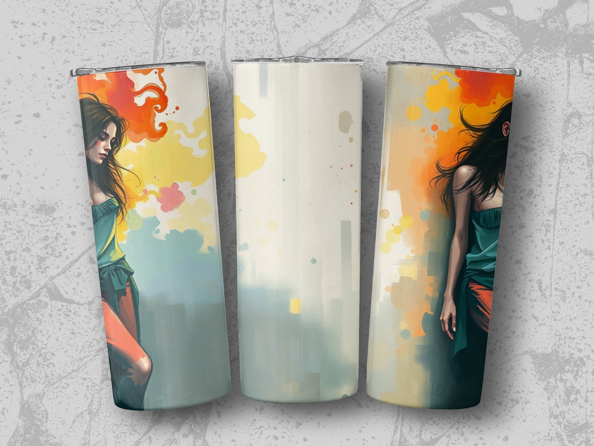 Vibrant Abstract Art with Stylish Women Aesthetic Tumblers - CurtisJ Designs