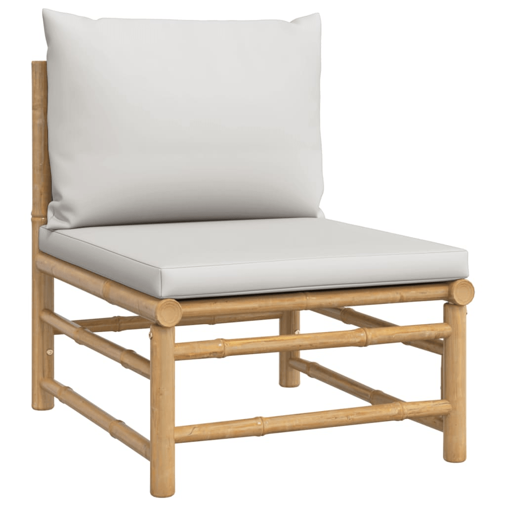 vidaXL 4 Piece Patio Lounge Set with Light Gray Cushions Bamboo - Durable and Comfortable Outdoor Furniture - CurtisJ Designs