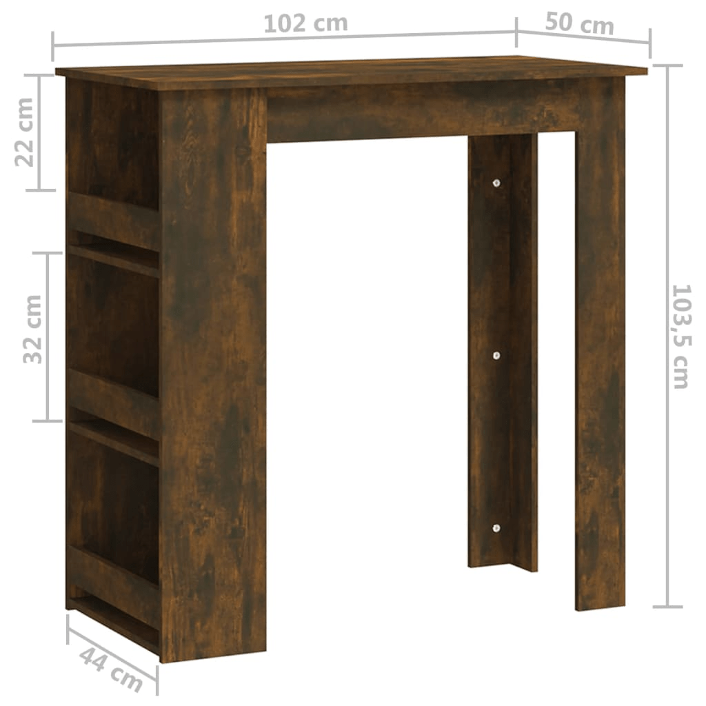 vidaXL Bar Table with Storage Rack Smoked Oak 40.2"x19.7"x40.7" Engineered Wood - CurtisJ Designs