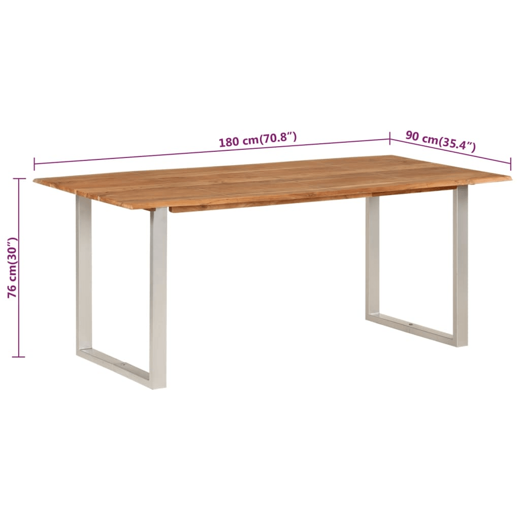 vidaXL Dining Table 70.9"x35.4"x29.9" Solid Acacia Wood - Rustic & Industrial Style - CurtisJ Designs