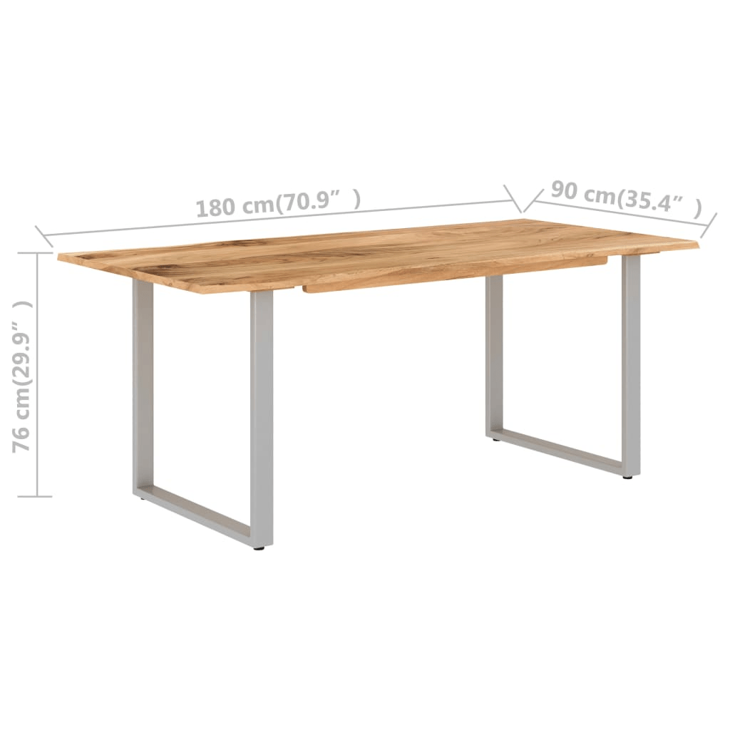 vidaXL Dining Table 70.9"x35.4"x29.9" Solid Acacia Wood - Rustic & Industrial Style - CurtisJ Designs