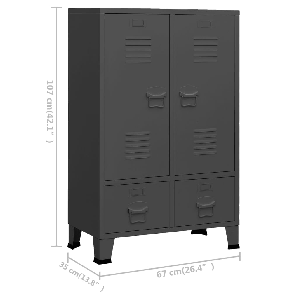 vidaXL Industrial Wardrobe Anthracite 26.4"x13.8"x42.1" Steel - Durable Storage Solution - CurtisJ Designs