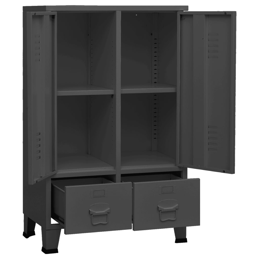 vidaXL Industrial Wardrobe Anthracite 26.4"x13.8"x42.1" Steel - Durable Storage Solution - CurtisJ Designs