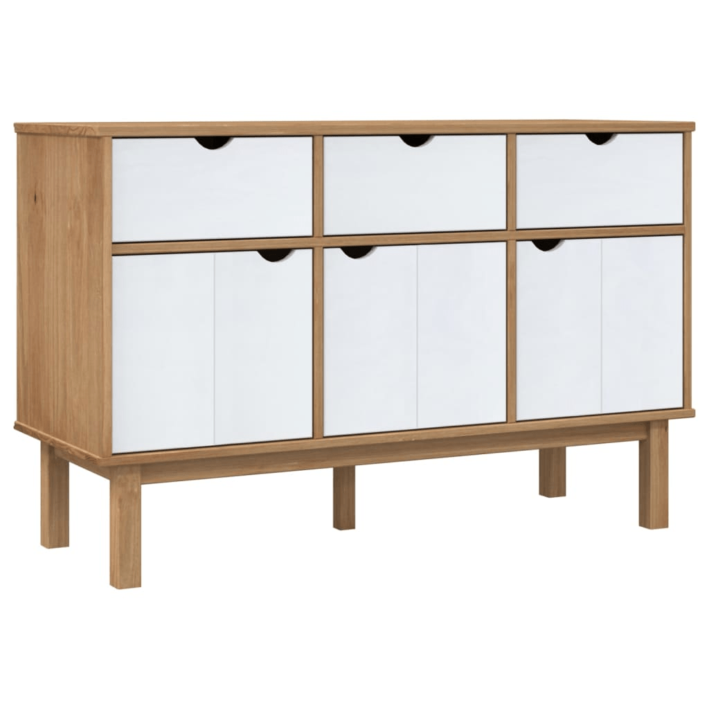 vidaXL Sideboard OTTA Brown and White - Solid Wood Pine - CurtisJ Designs