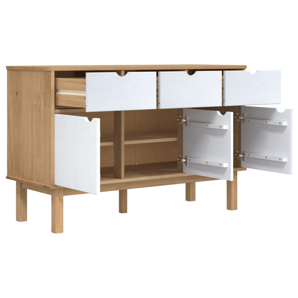 vidaXL Sideboard OTTA Brown and White - Solid Wood Pine - CurtisJ Designs