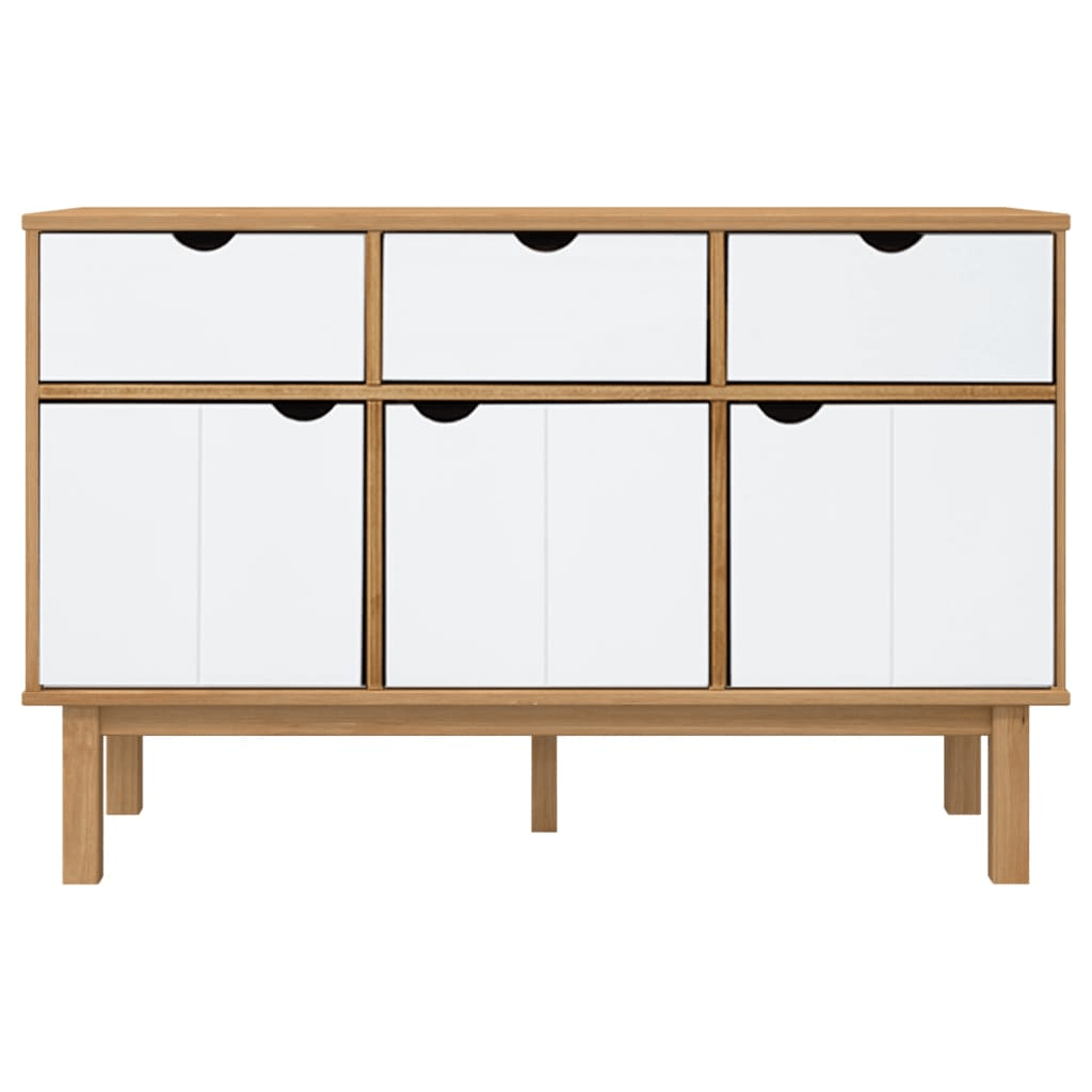 vidaXL Sideboard OTTA Brown and White - Solid Wood Pine - CurtisJ Designs